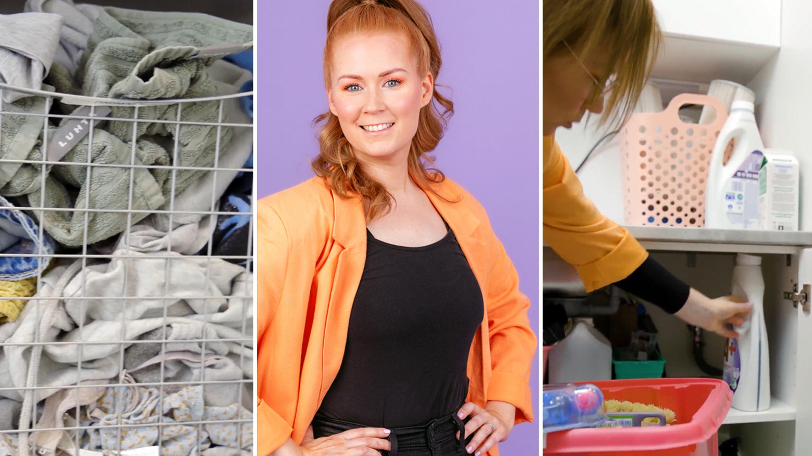 ”Odotatko pyykkipäivää vai miksi korit ovat täynnä?” – ammattijärjestäjä Laura Holmströmin vinkeillä pyykkivuoreen on helpompi tarttua