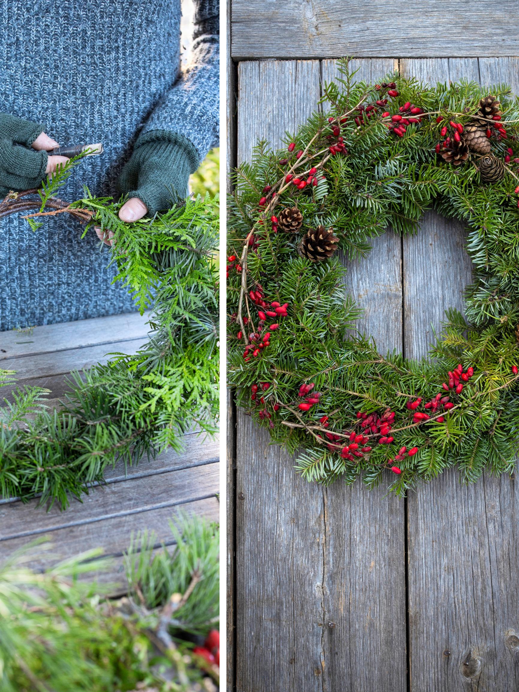 Haaveissa kranssi? Hortonomi Outi Tynys vinkkaa, miten teet sen oman pihan tai luonnon materiaaleista