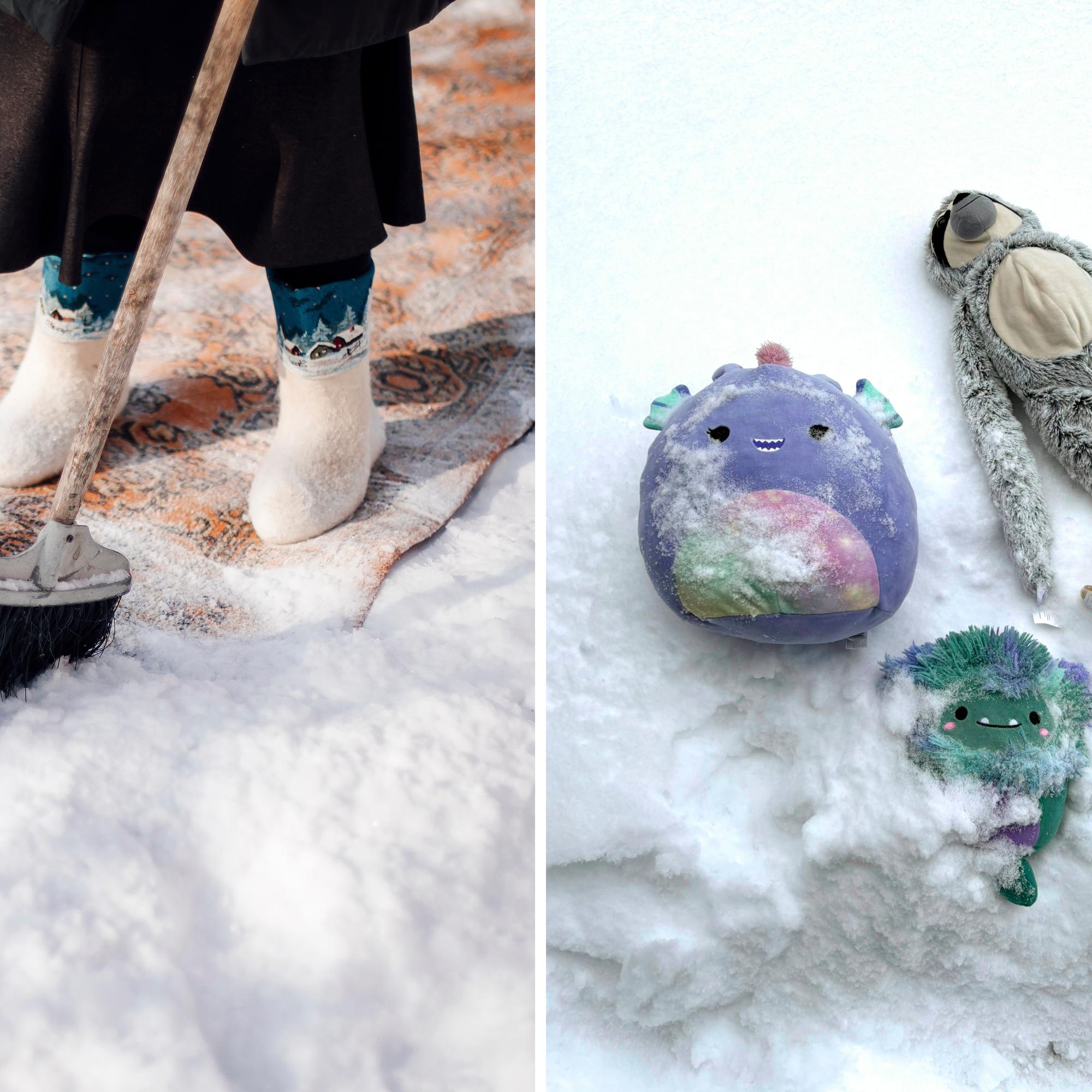 Talvipäivän siivousniksi: Lumipesu raikastaa monet matot, vaatteet ja pehmot – näin onnistut!