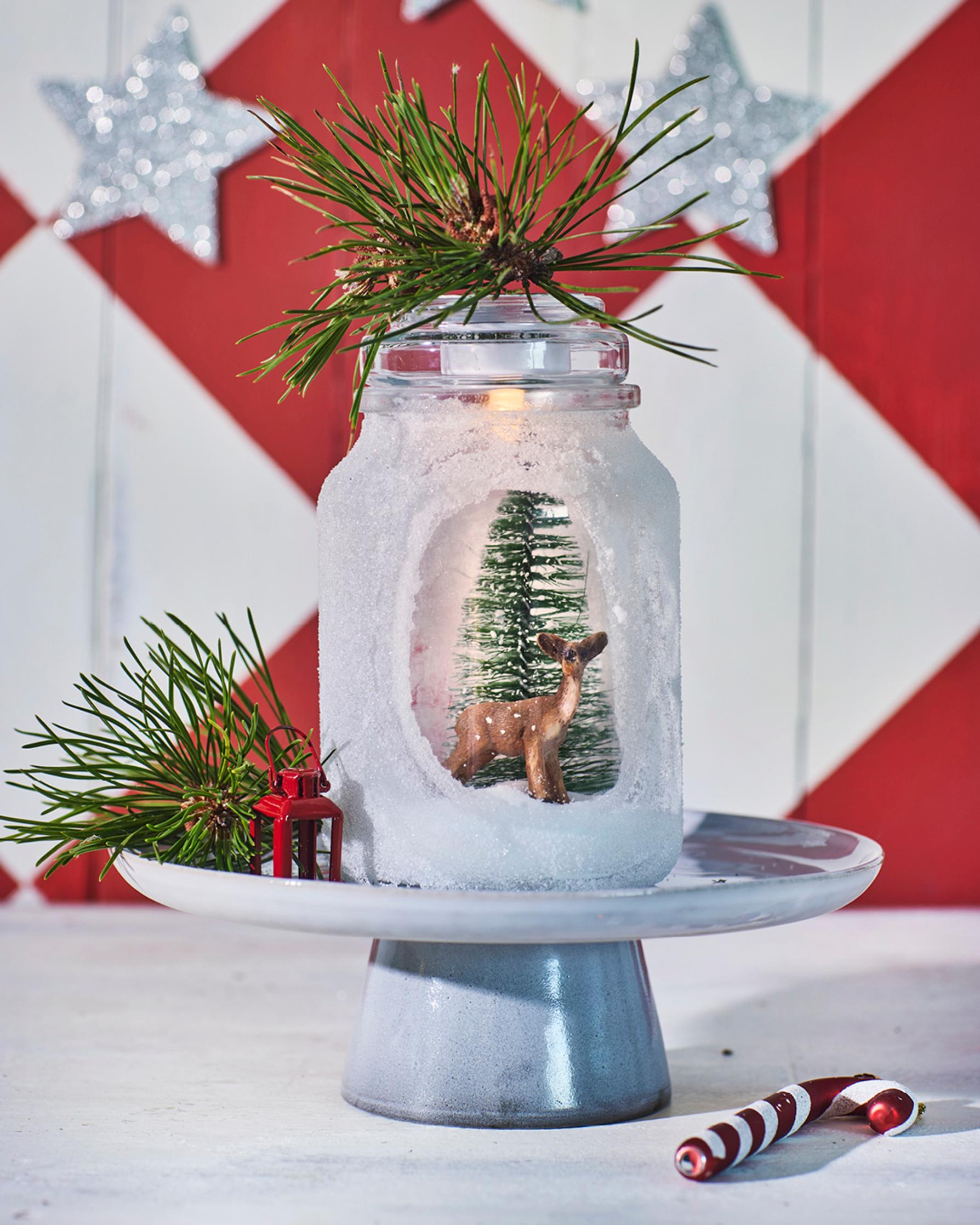 Joulumaailma lasipurkissa