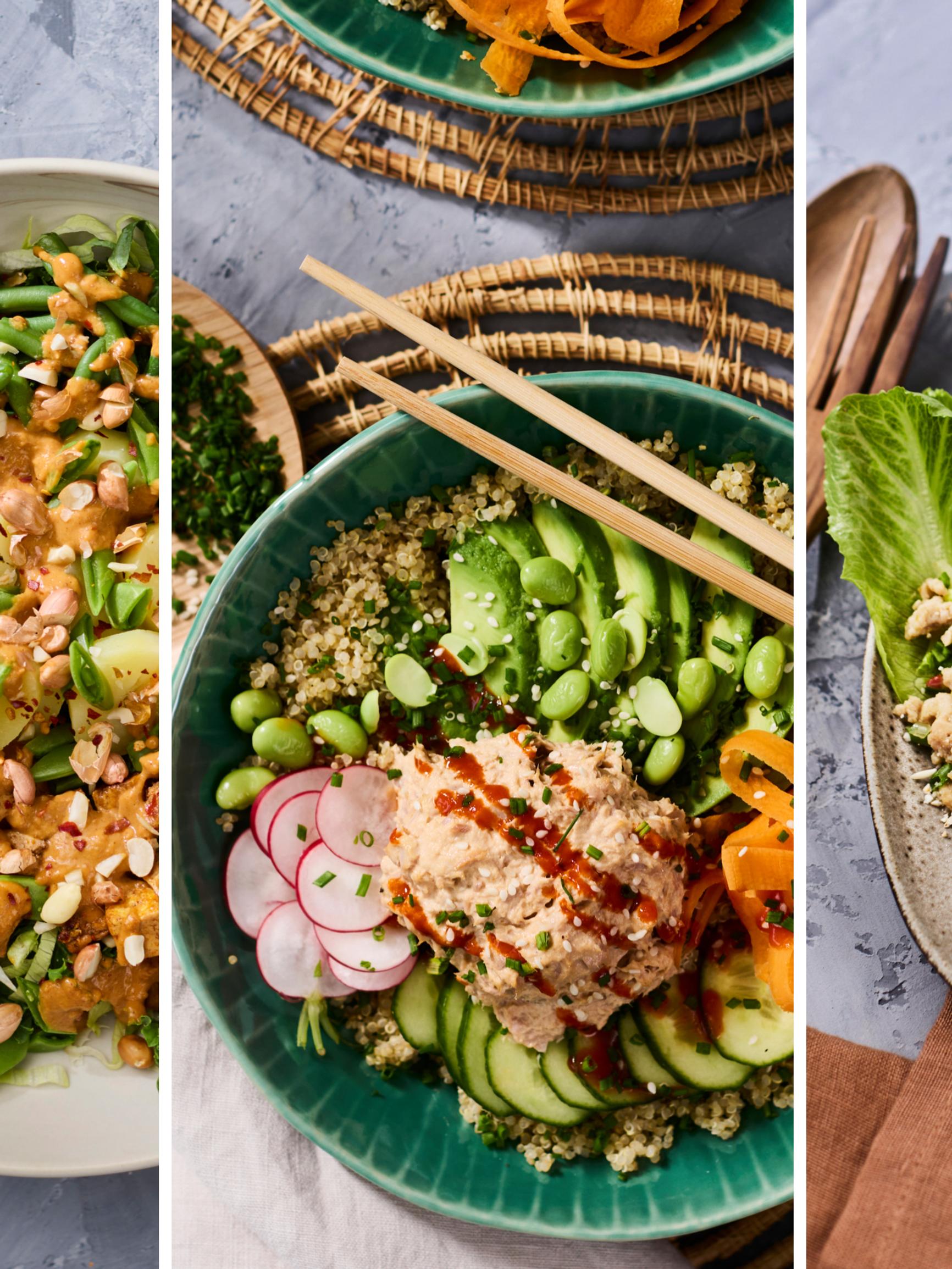 Älä anna vaikeiden nimien hämätä – nämä 3 ruokaisaa (ja herkullista!) salaattia on helppo valmistaa