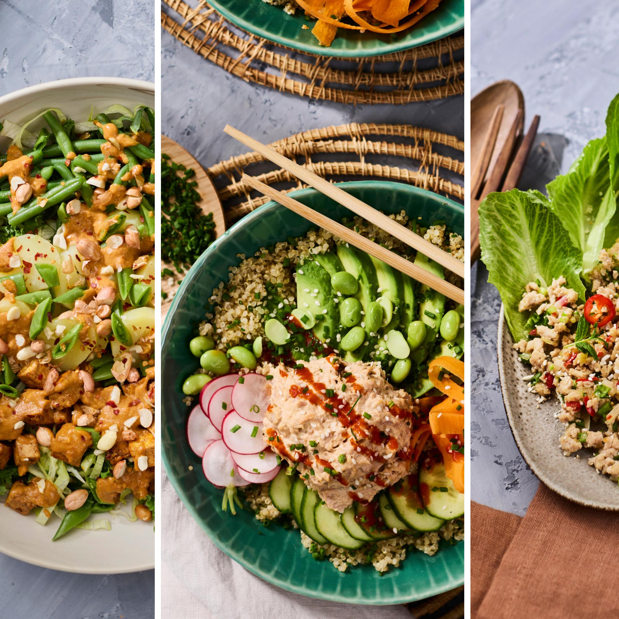 Älä anna vaikeiden nimien hämätä – nämä 3 ruokaisaa (ja herkullista!) salaattia on helppo valmistaa