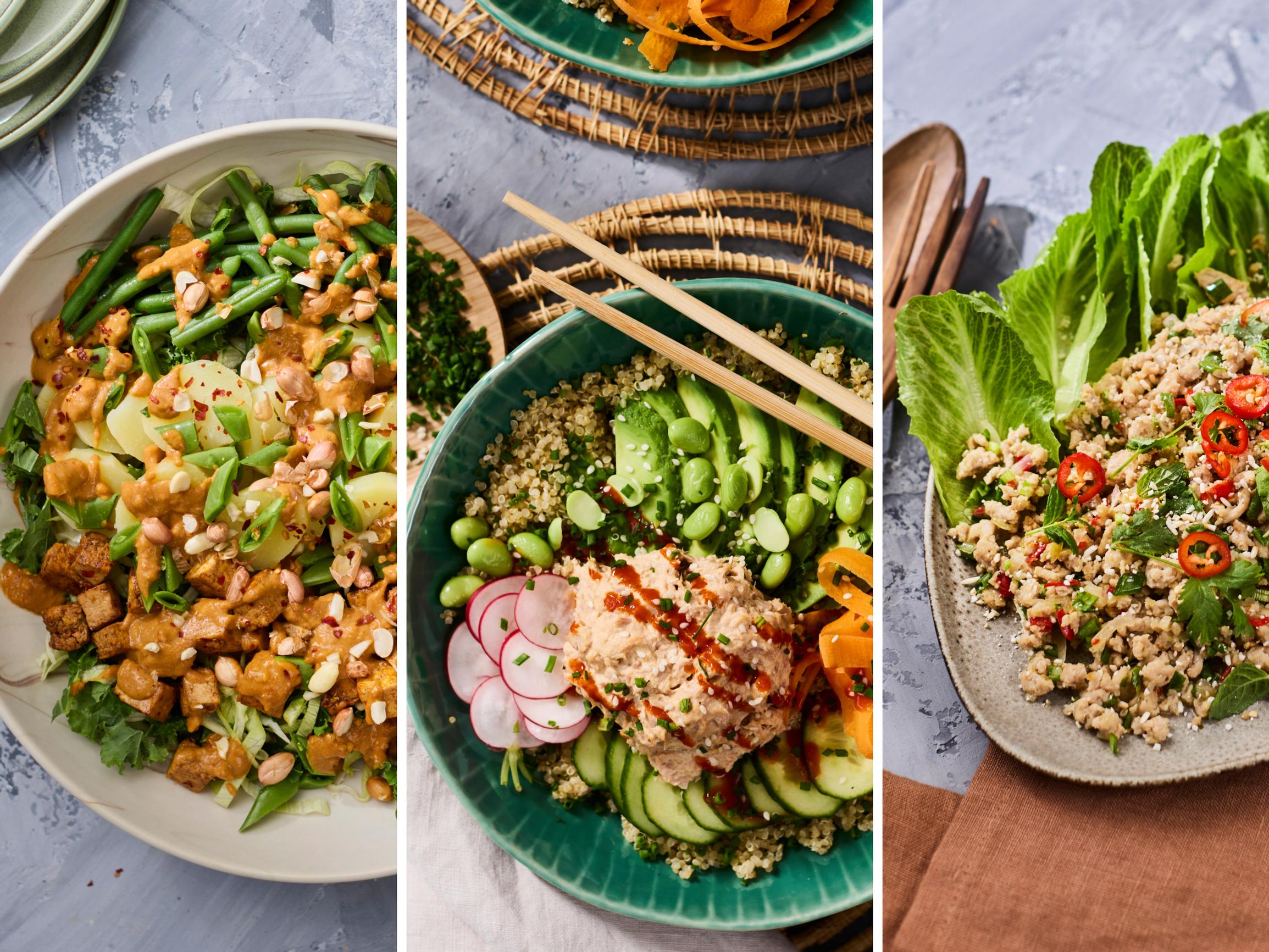 Älä anna vaikeiden nimien hämätä – nämä 3 ruokaisaa (ja herkullista!) salaattia on helppo valmistaa