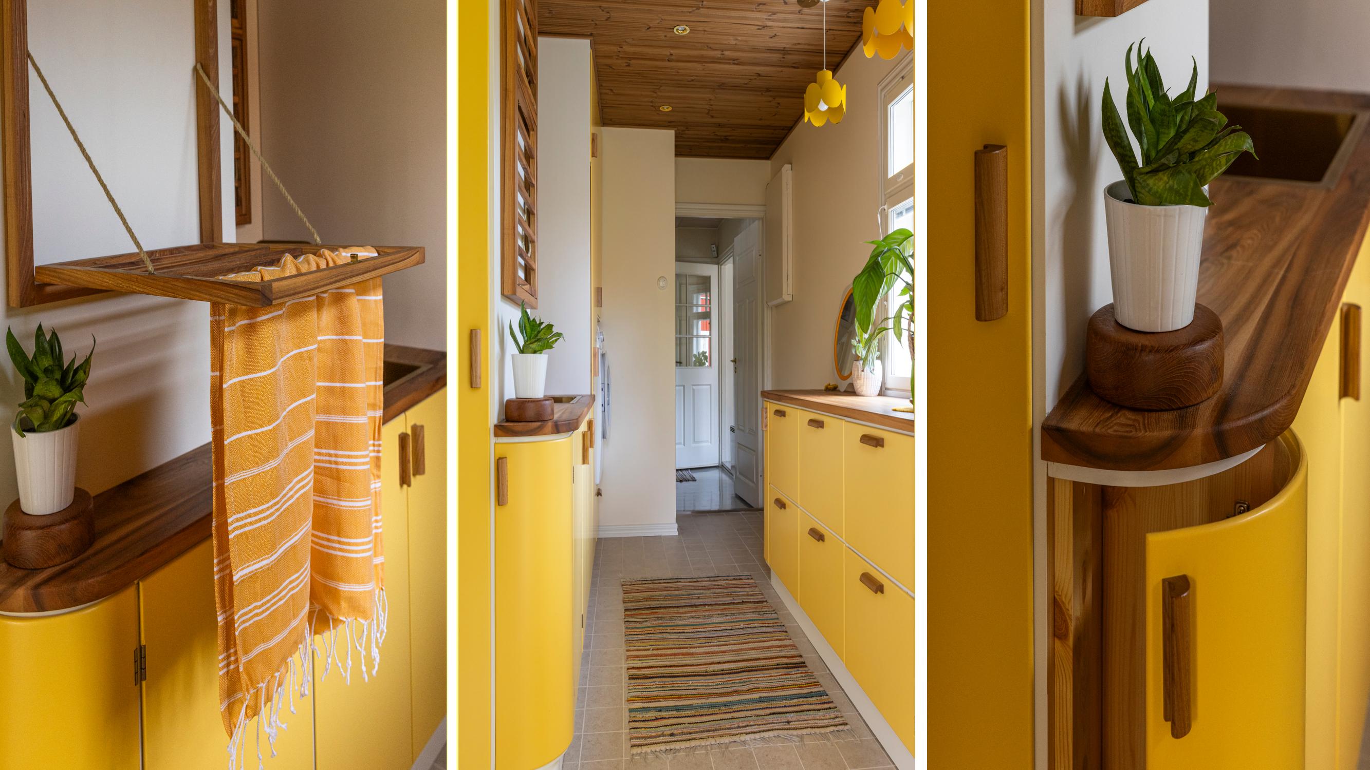 Kasat katosivat ja kura pysyy vihdoin kurissa – Elisa eli Elluyellow remontoi kodinhoitohuoneesta toimivan (ja tietysti keltaisen!)