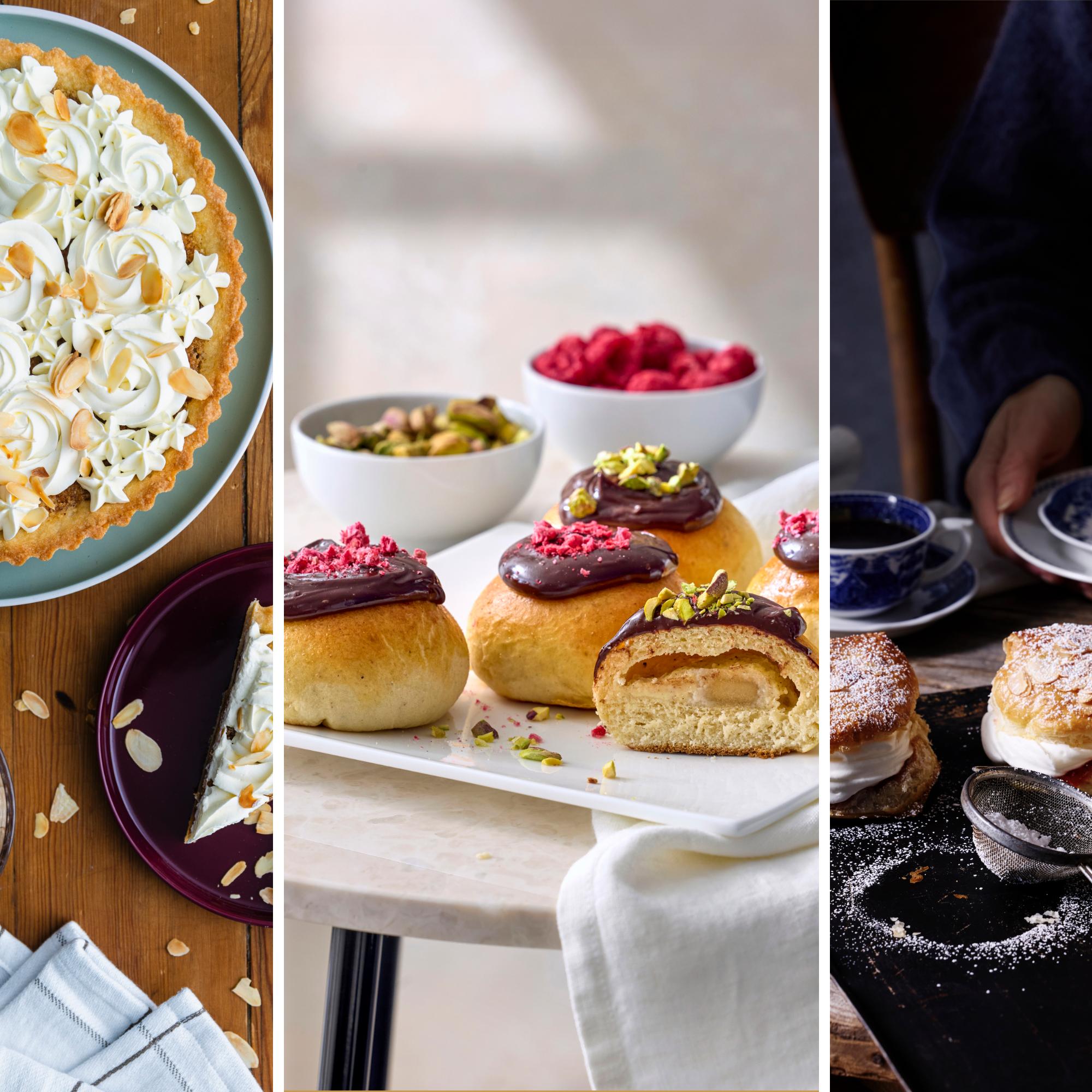 3 × laskiaispullan uudet muodot – karnevaalipullat, laskiaispiirakka ja rapeat voitaikinaleivonnaiset