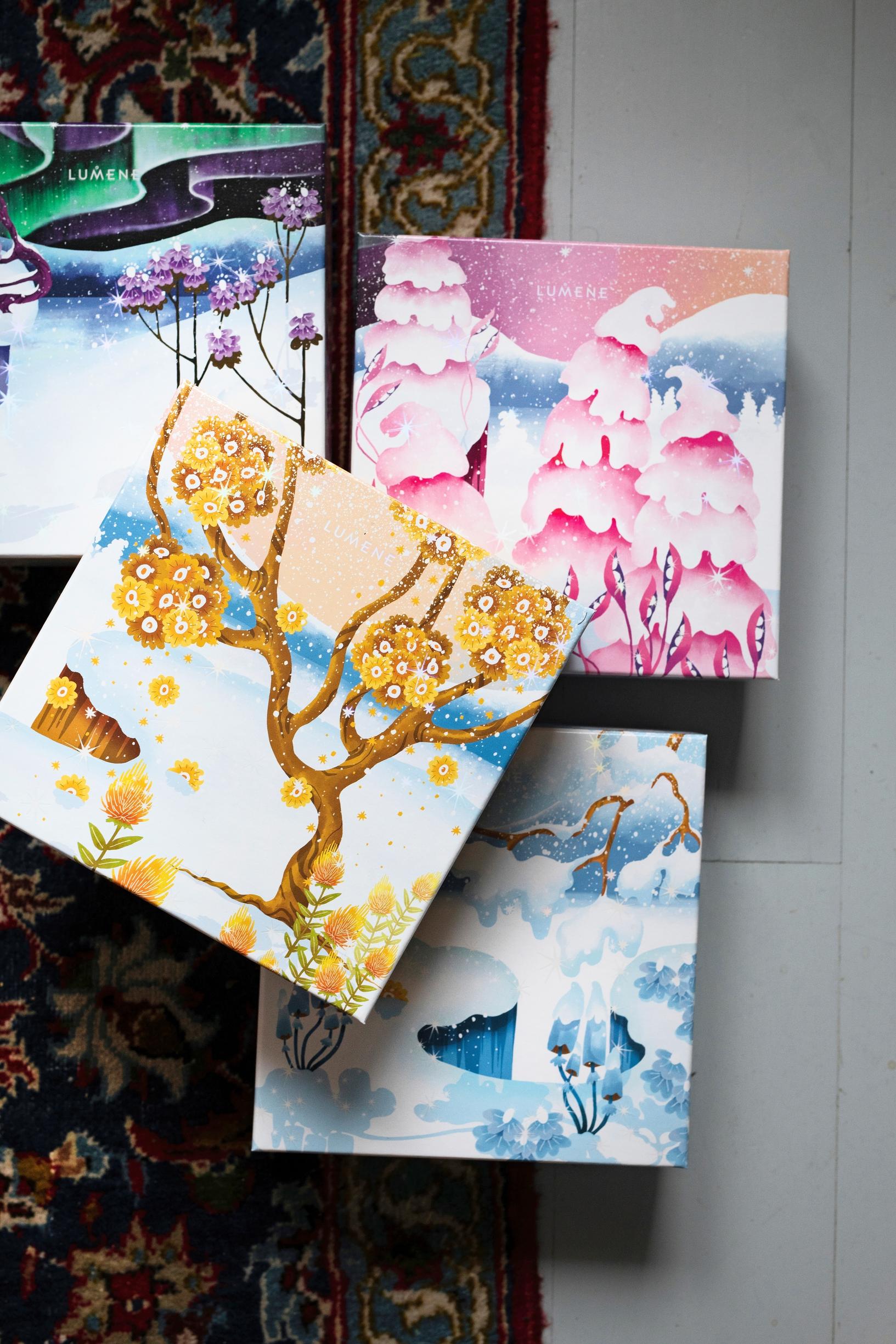 Lahjapakkaukset on piirretty Lumenelle.