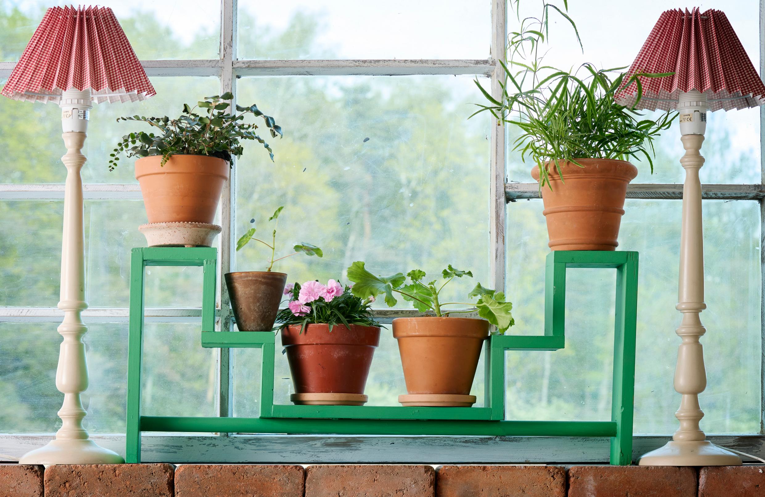 Helppo kukkahylly ikkunalle – pieneenkin tilaan sopiva hylly nostaa kasvit valoon