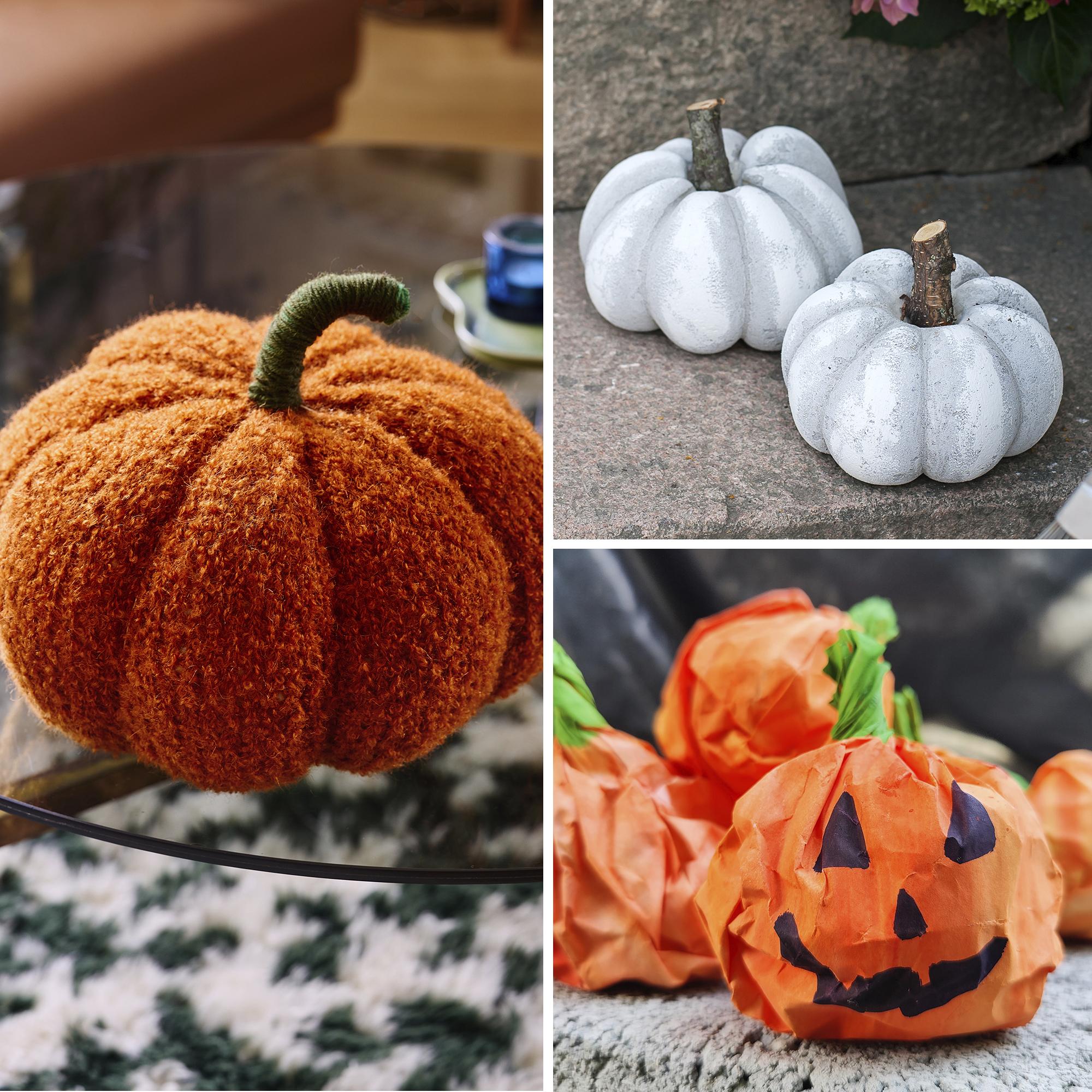 Kurpitsa-askartelu × 7 – tee hauskat ja kestävät koristeet paperista, betonista tai kankaasta