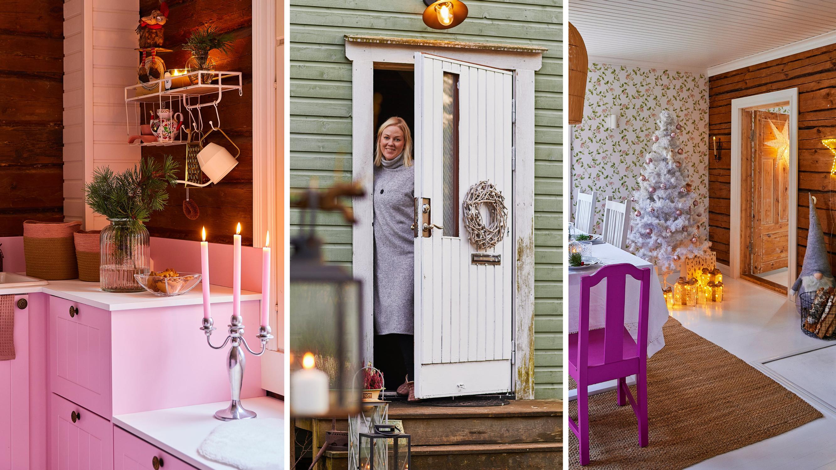 Jouluinen Villa Vappu on värikäs kuin karkkipussi – ”Olin aina unelmoinut vaaleanpunaisesta keittiöstä, ja sekin on nyt täällä”