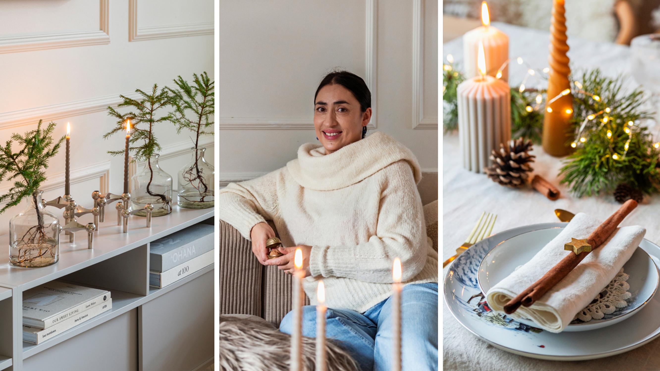 Ihanan pitkä fiilistely! Anun joulunodotus alkaa jo juhannuksena, ja perheen vaalea vuokrakoti saa pikkuhiljaa koristeita ylleen