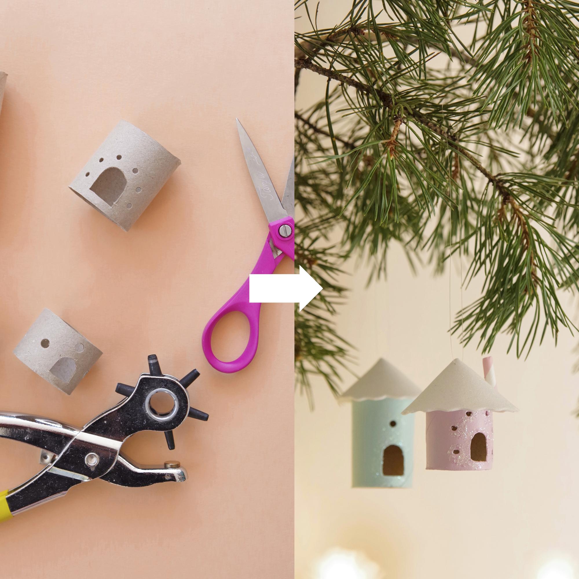 Somat pikkutalot teet tyhjistä vessapaperirullista – katso helppo ohje ja rakenna kylä pöydälle tai kuuseen