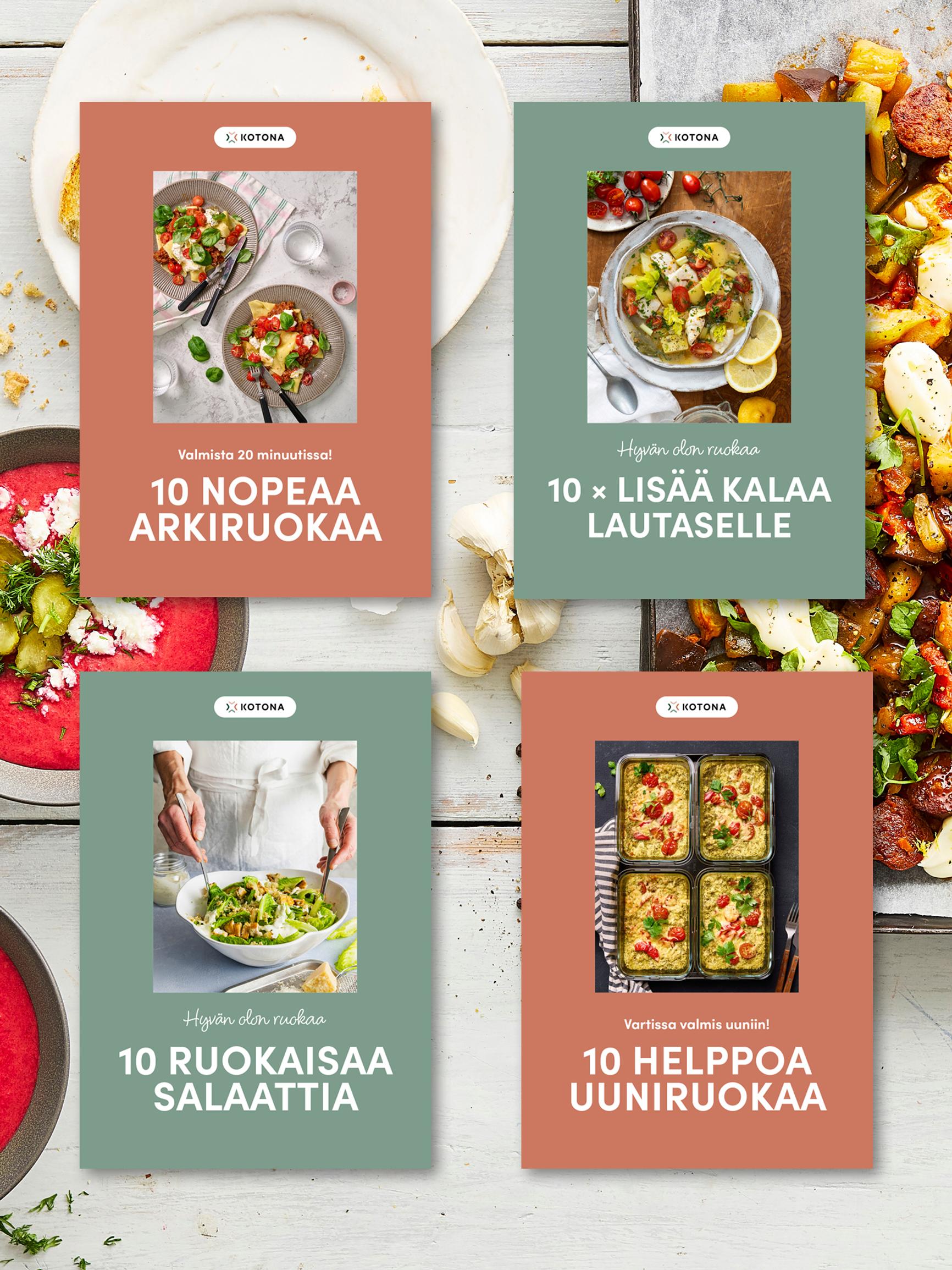 Kotonan uudet minikeittokirjat antavat parhaat reseptit täsmätarpeisiin: lisää kalaa, supernopeaa & jotain kevyempää!