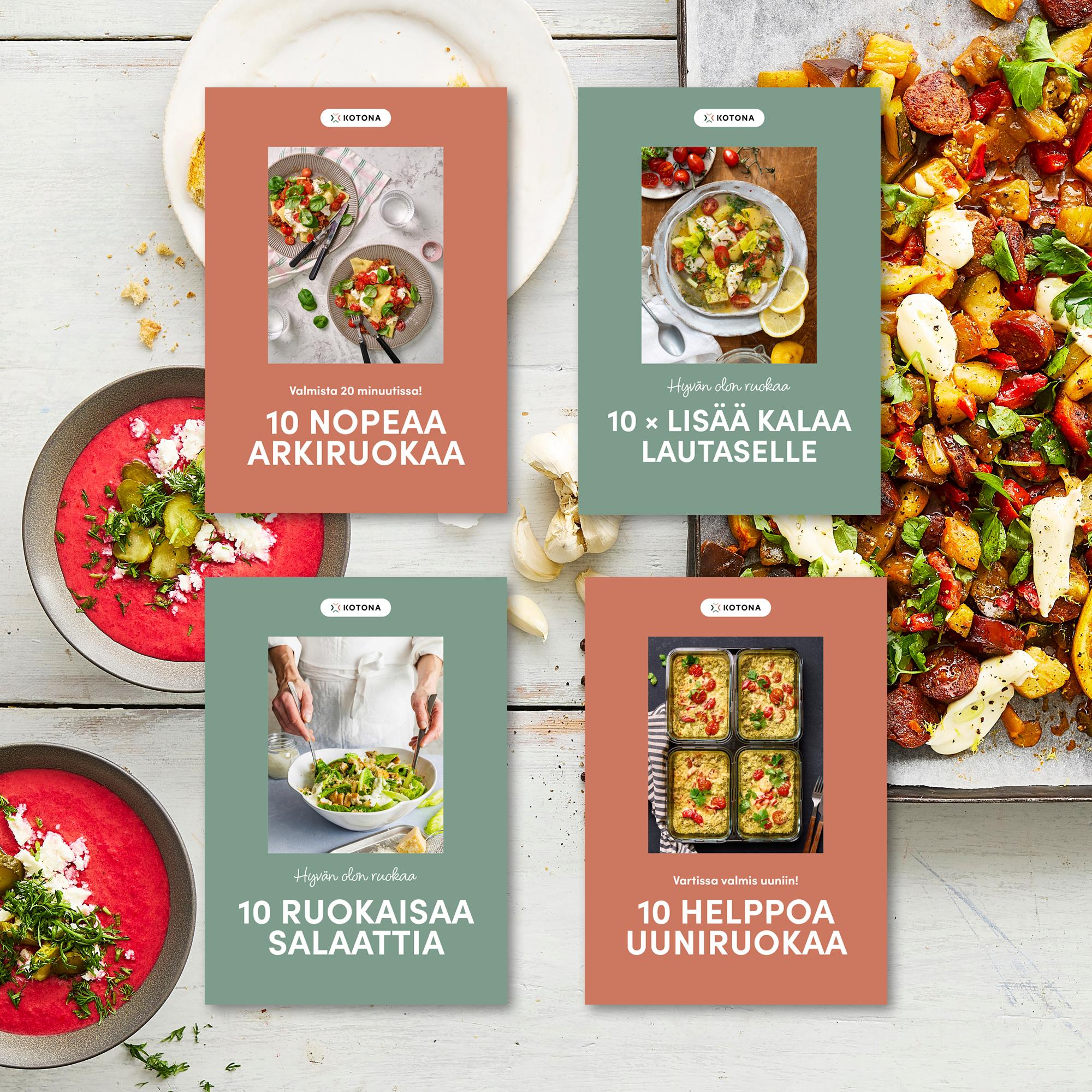 Kotonan uudet minikeittokirjat antavat parhaat reseptit täsmätarpeisiin: lisää kalaa, supernopeaa & jotain kevyempää!