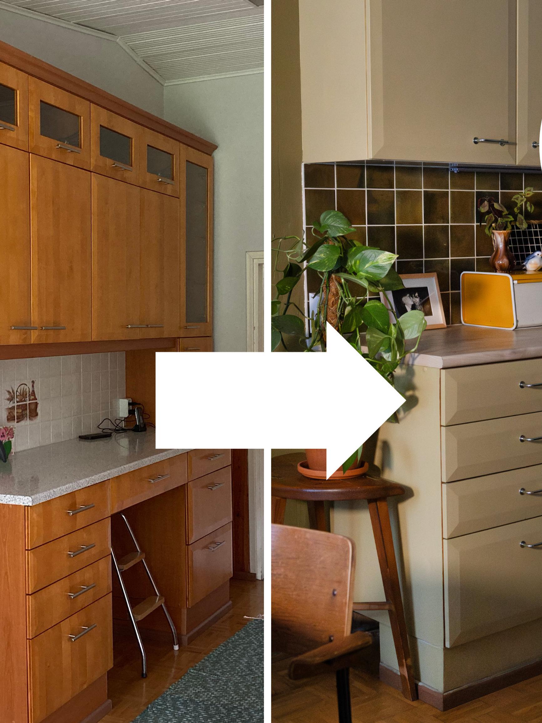 Ulla remppasi keittiön muutamalla satasella: ”Olisi tuntunut tuhlaukselta uusia siistit ja laadukkaasta puusta tehdyt kaapit”