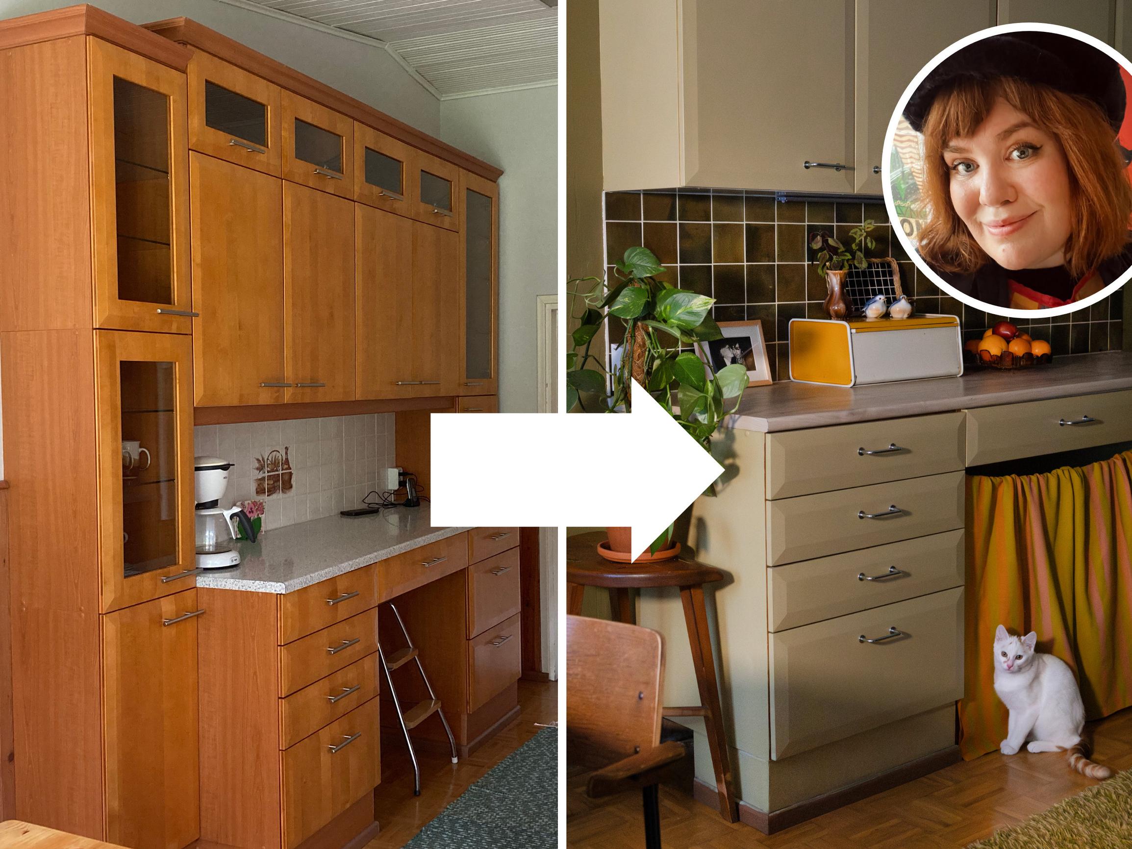 Ulla remppasi keittiön muutamalla satasella: ”Olisi tuntunut tuhlaukselta uusia siistit ja laadukkaasta puusta tehdyt kaapit”