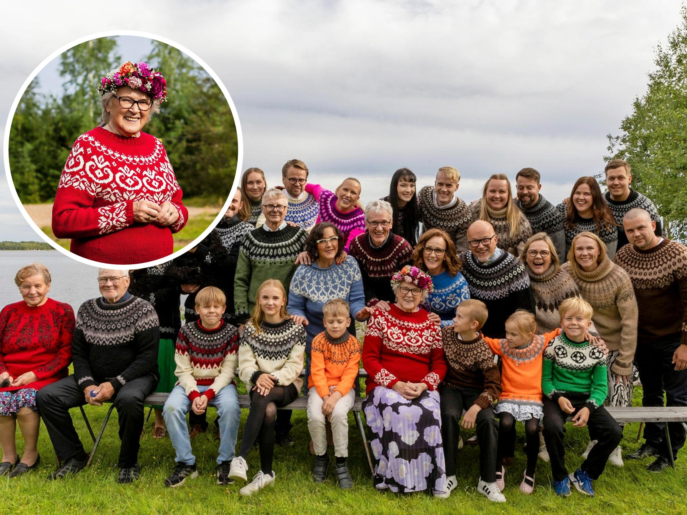 68 villapaitaa! Eila, 90, neuloi islantilaispuserot koko suvulle – jokainen on omistajansa näköinen