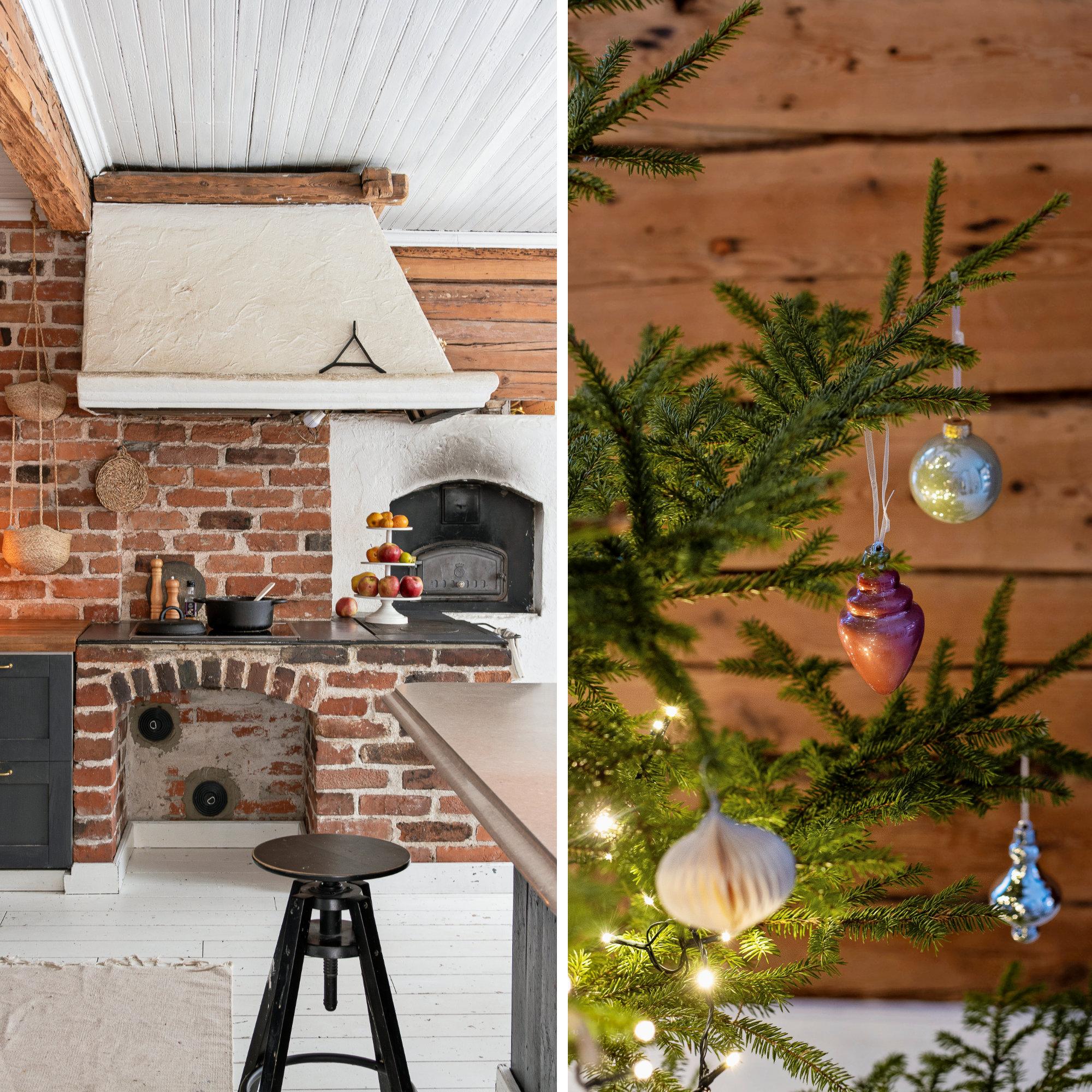 Yhdeksänhenkinen perhe viettää joulua entisessä kestikievarissa – 20 metriä pitkässä talossa kuusi näkyy komeasti koko alakertaan