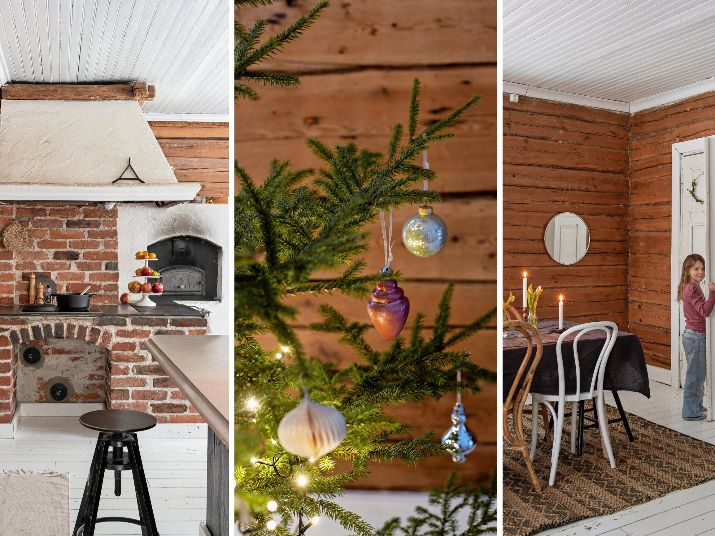 Yhdeksänhenkinen perhe viettää joulua entisessä kestikievarissa – 20 metriä pitkässä talossa kuusi näkyy komeasti koko alakertaan