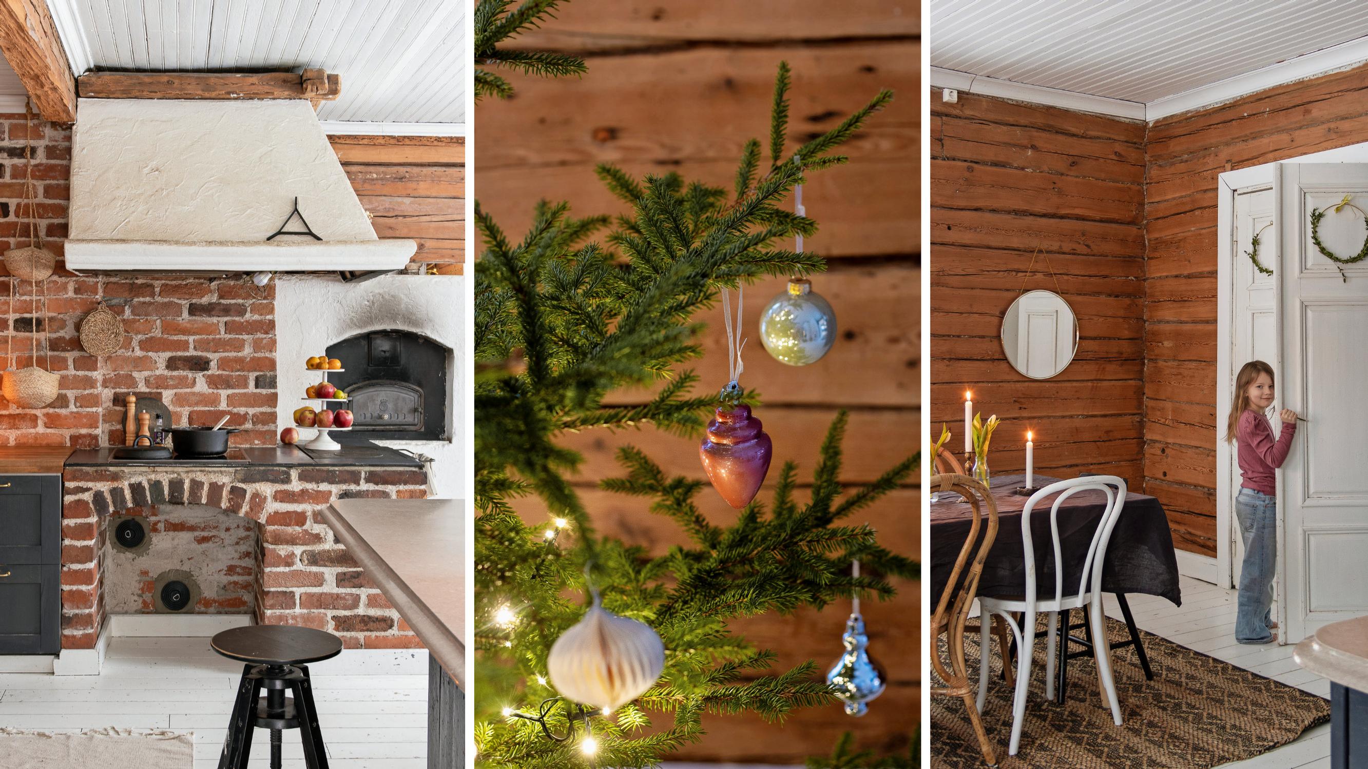 Yhdeksänhenkinen perhe viettää joulua entisessä kestikievarissa – 20 metriä pitkässä talossa kuusi näkyy komeasti koko alakertaan