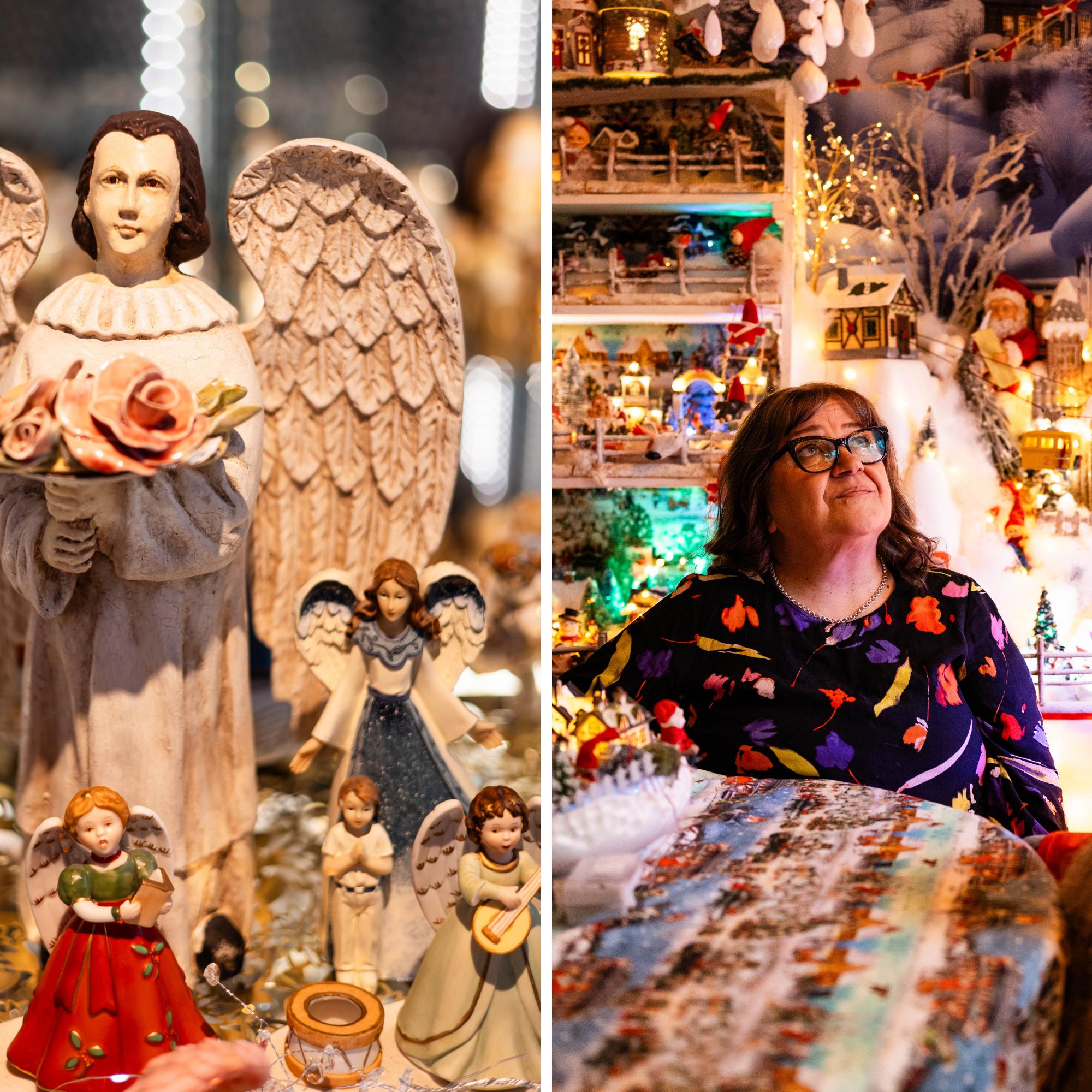 Oma huone enkeleille, toinen joulukylälle! Sirkku herää joskus yölläkin rakentelemaan asetelmia