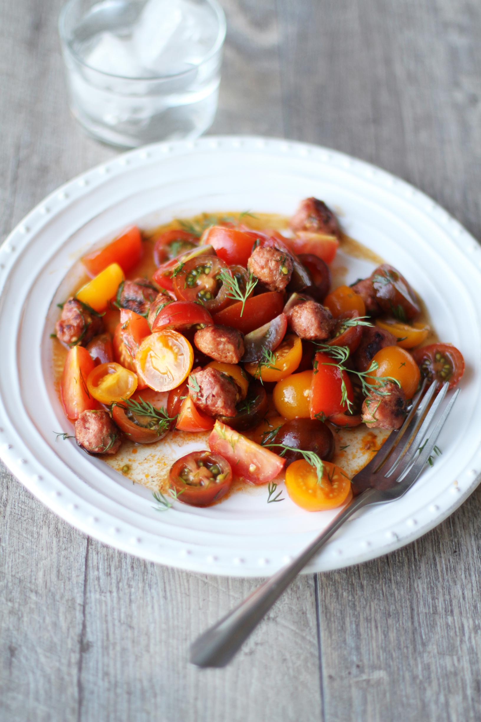 Chorizo-tomaattisalaatti ja ketsuppi-vinaigrette