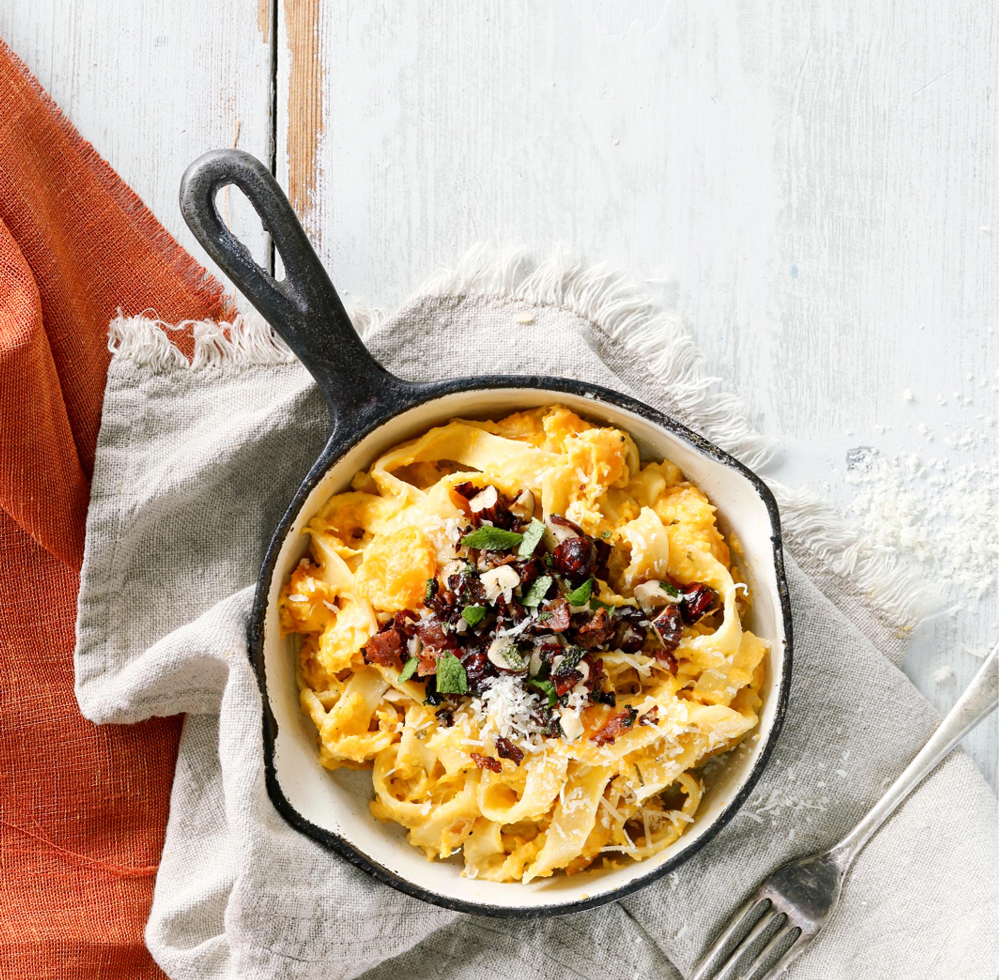 Kurpitsa-pekonimurupasta