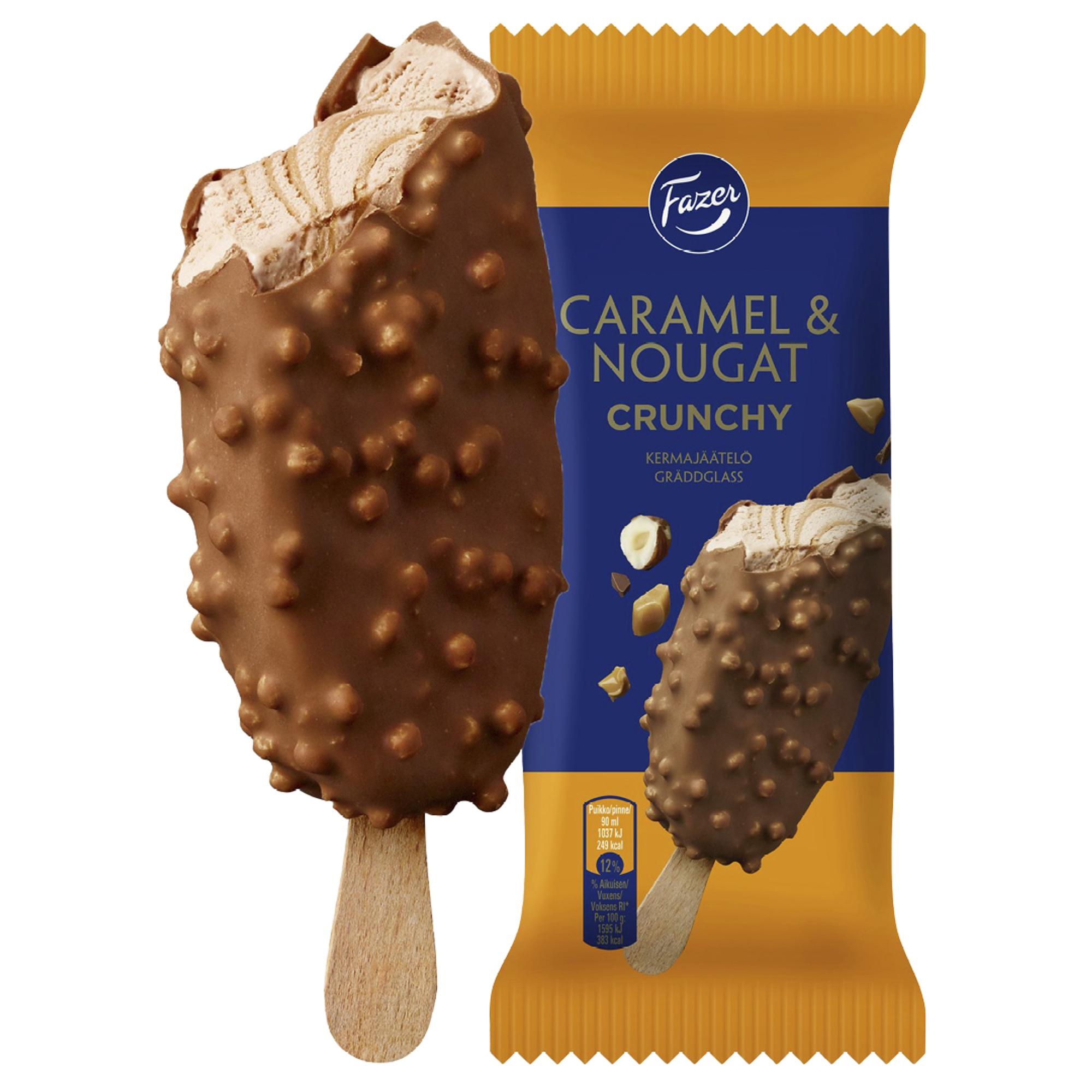Fazer Caramel & nougat crunchy, 2,49 € / 65 g.