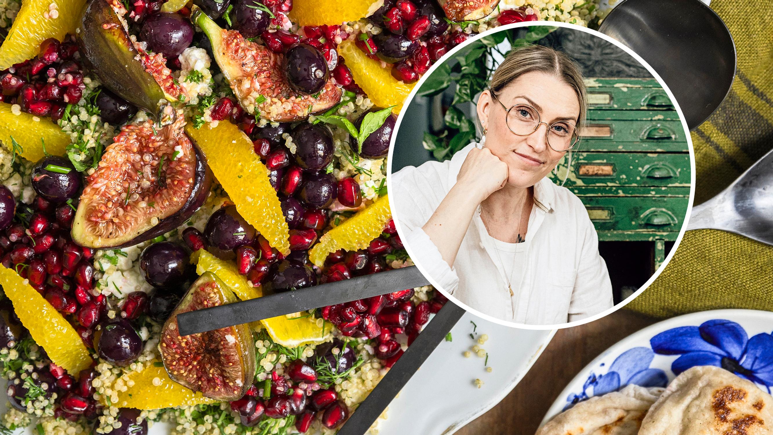 Yrttinen kvinoasalaatti paahdetulla fetalla on kakkutaiteilija Mona Tähtisen bravuurisalaatti