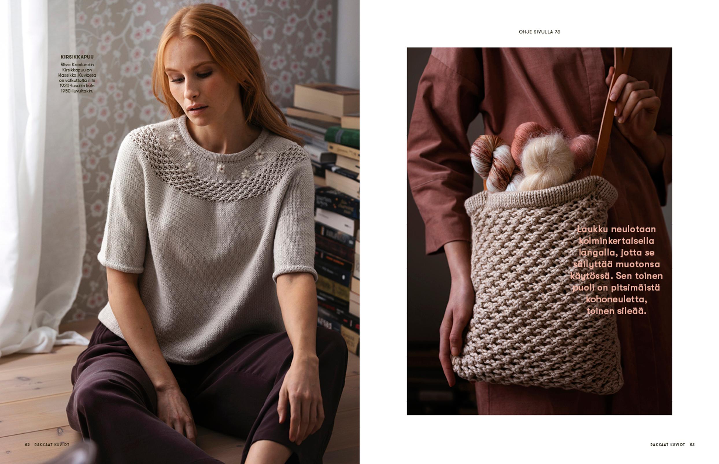 Kirsikkapuu-pusero ja -olkalaukku, Rakkaat kuviot -lehti