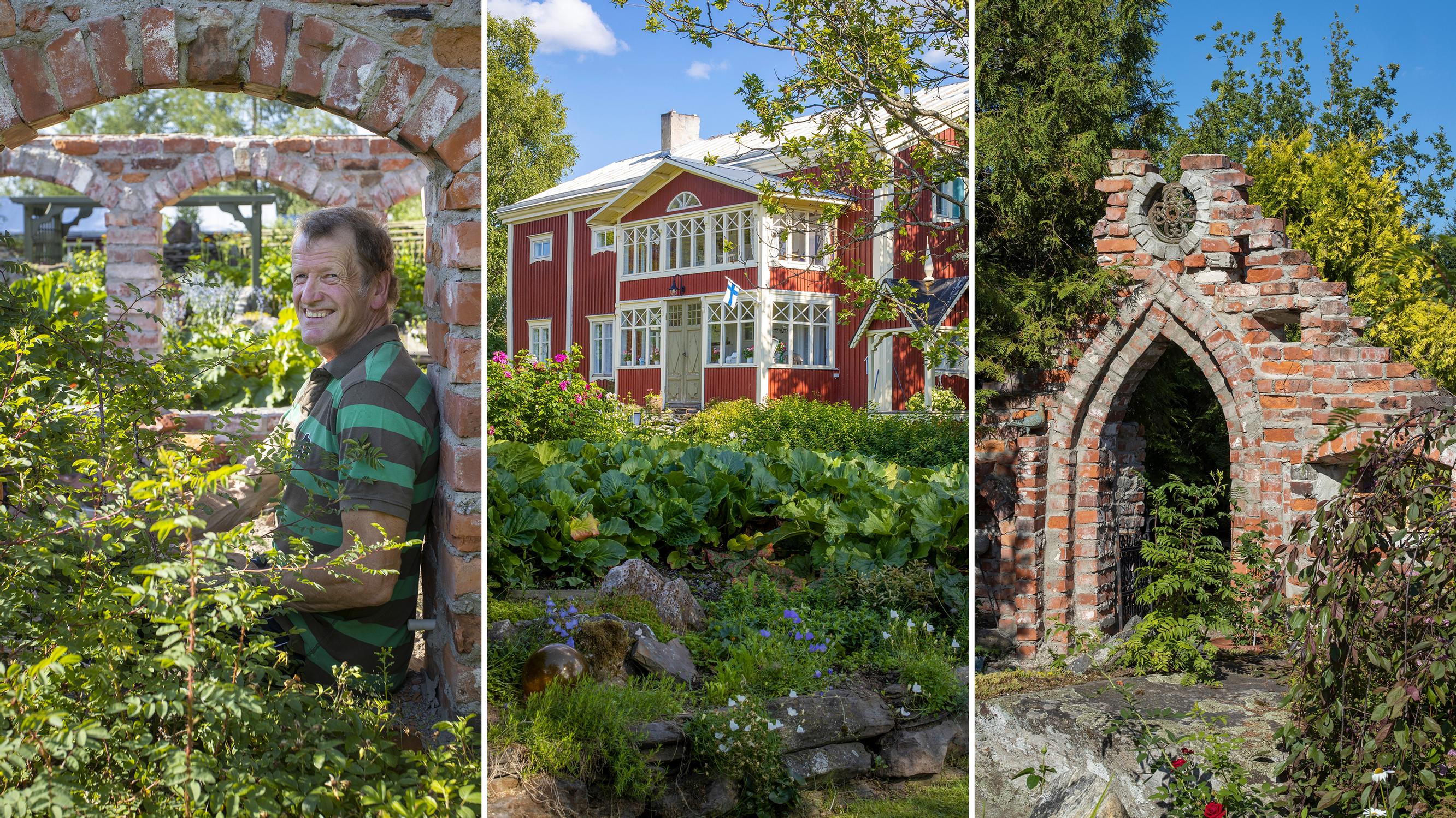 Teerijärveläinen Sixten Ahlsved on rakentanut puutarhaansa kierrätystiilistä luostariraunion ja vanhoista laudoista kokonaisen minikaupungin