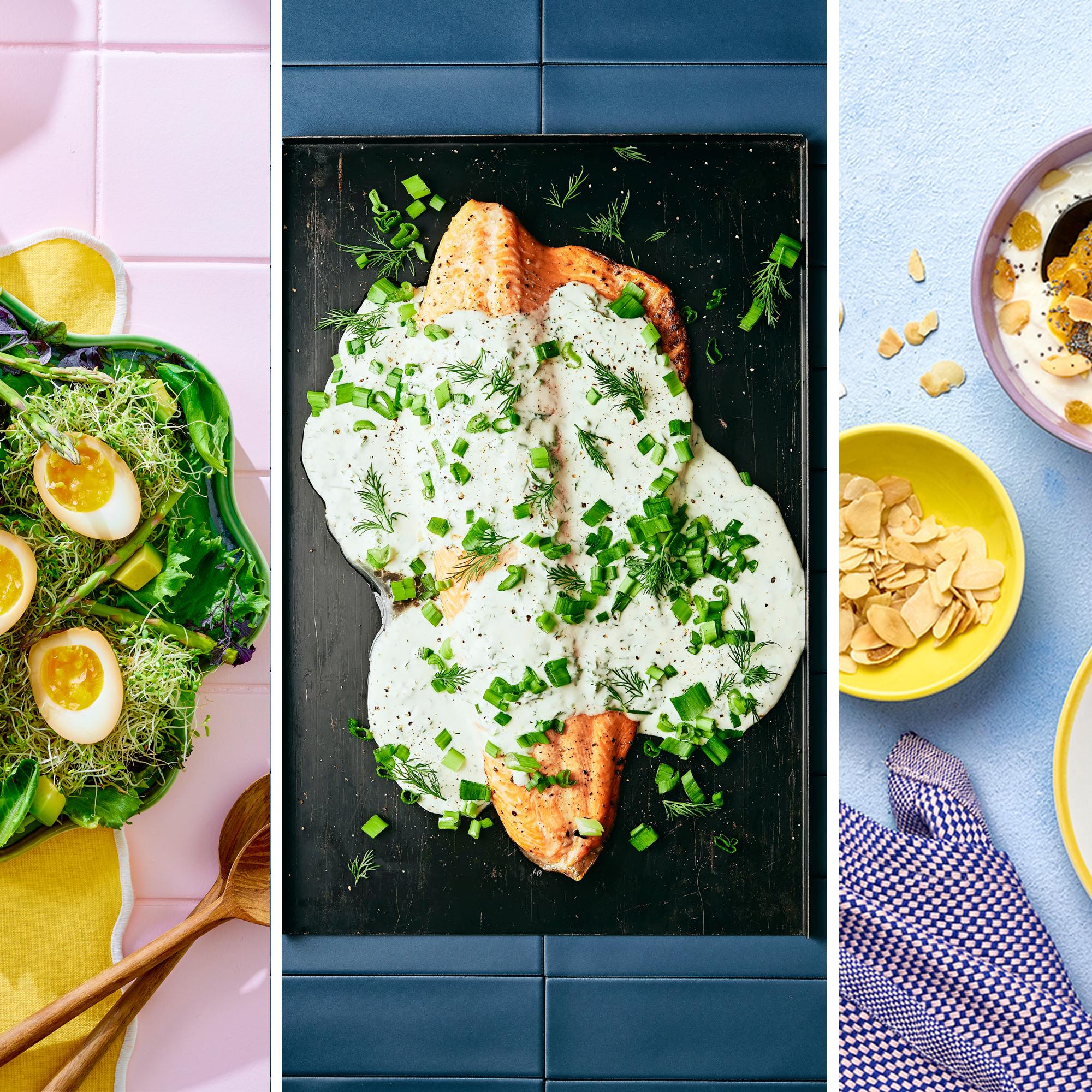 Kevyempi pääsiäismenu: alkuun veikeät soijamunat, pääruoaksi wasabilohi tai vihreä risotto ja jälkkäriksi pikapasha – ilman kermaa, viiniä tai vaivaa!