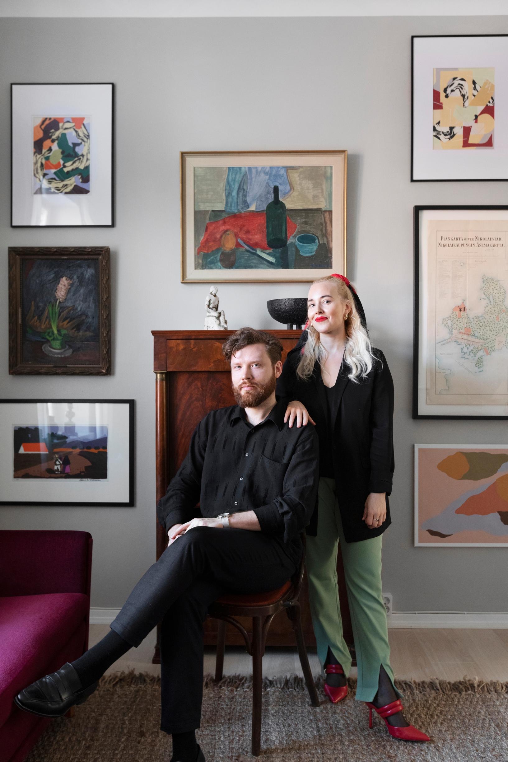 Tuomas Honkaniemi ja Jennifer Lipkin kodissaan