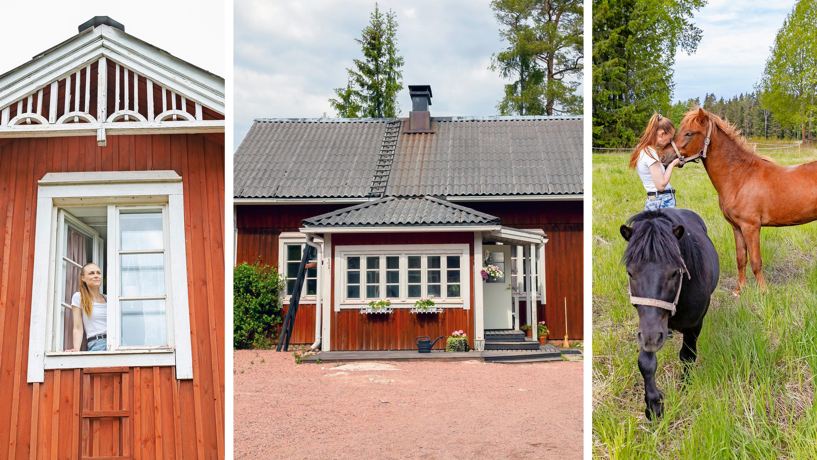 Maiju ja Riku loivat unelmiensa kodin 1930-luvun punaiseen puutaloon peltojen keskelle – lampaat, hevonen ja poni kruunaavat maalaisidyllin
