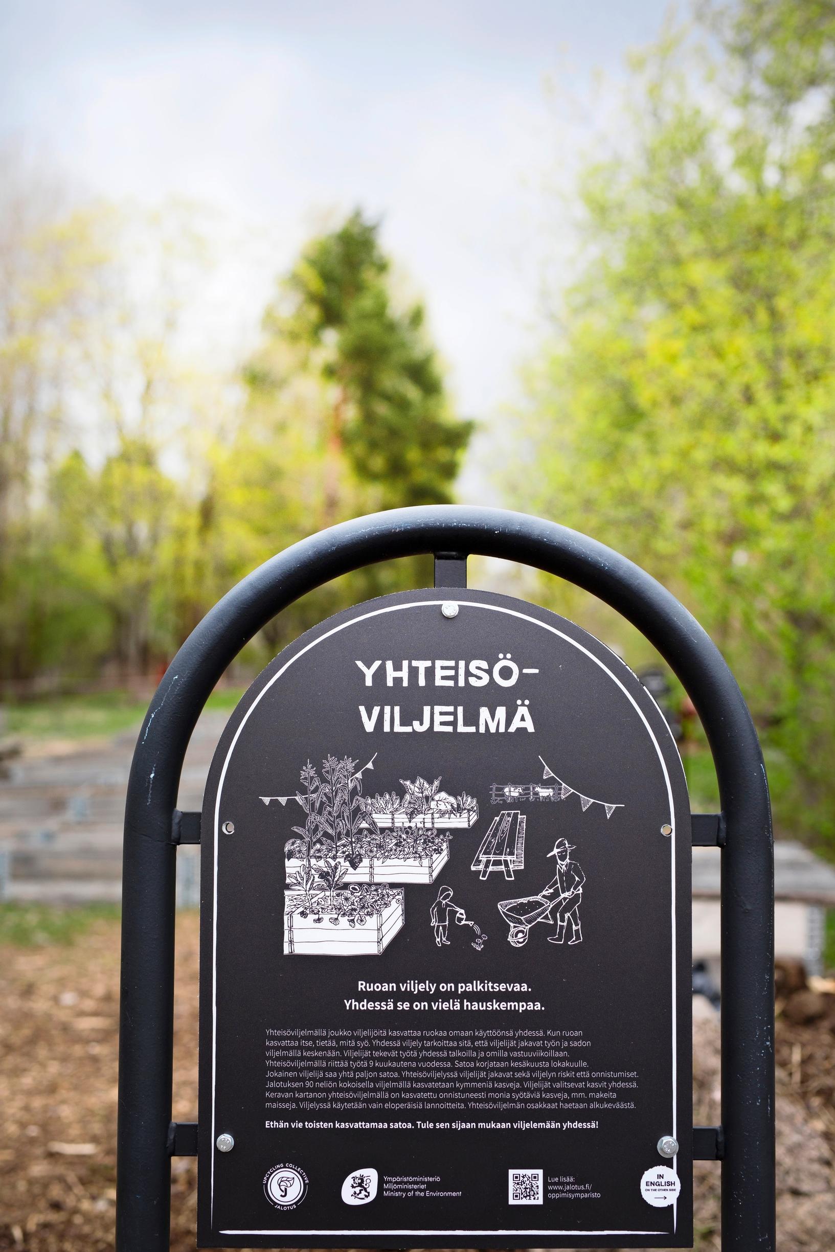 kyltti, jossa lukee yhteisöviljelmä