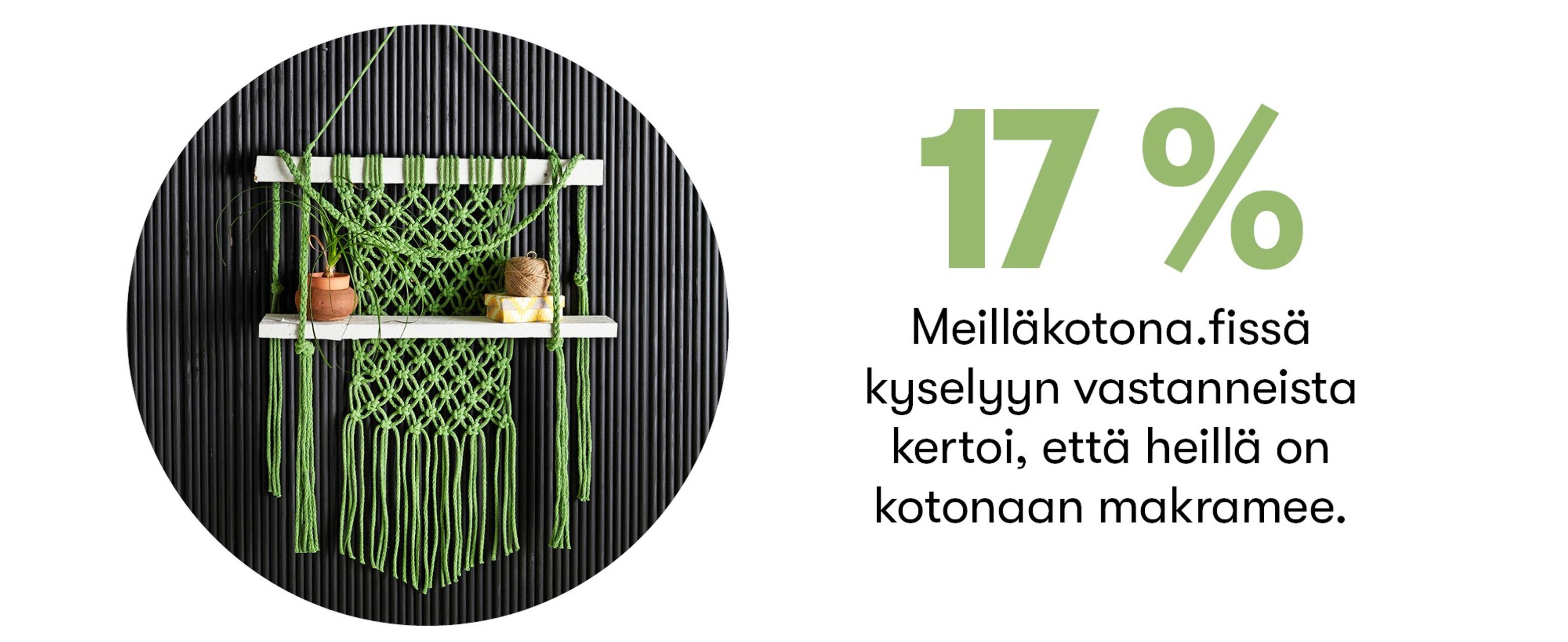 Vihreä makramee-hylly