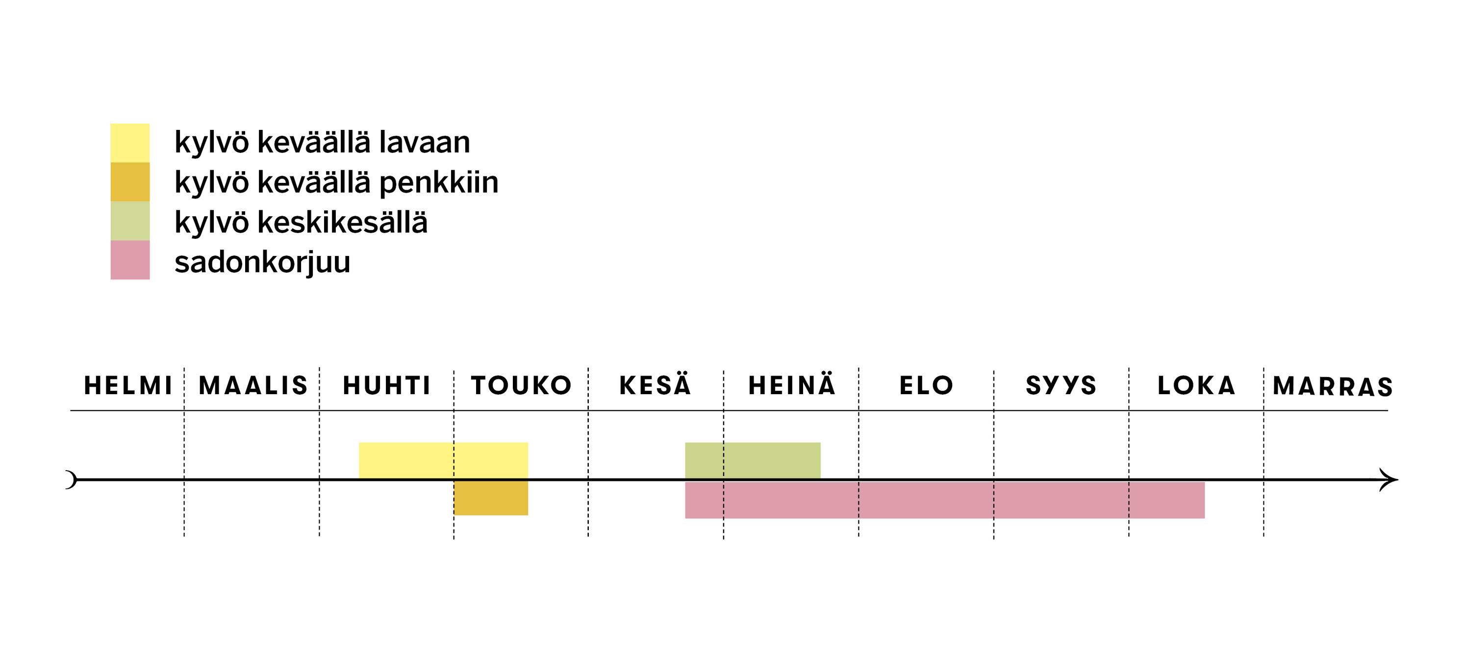 Retikan kylvö- ja sadonkorjuuajat