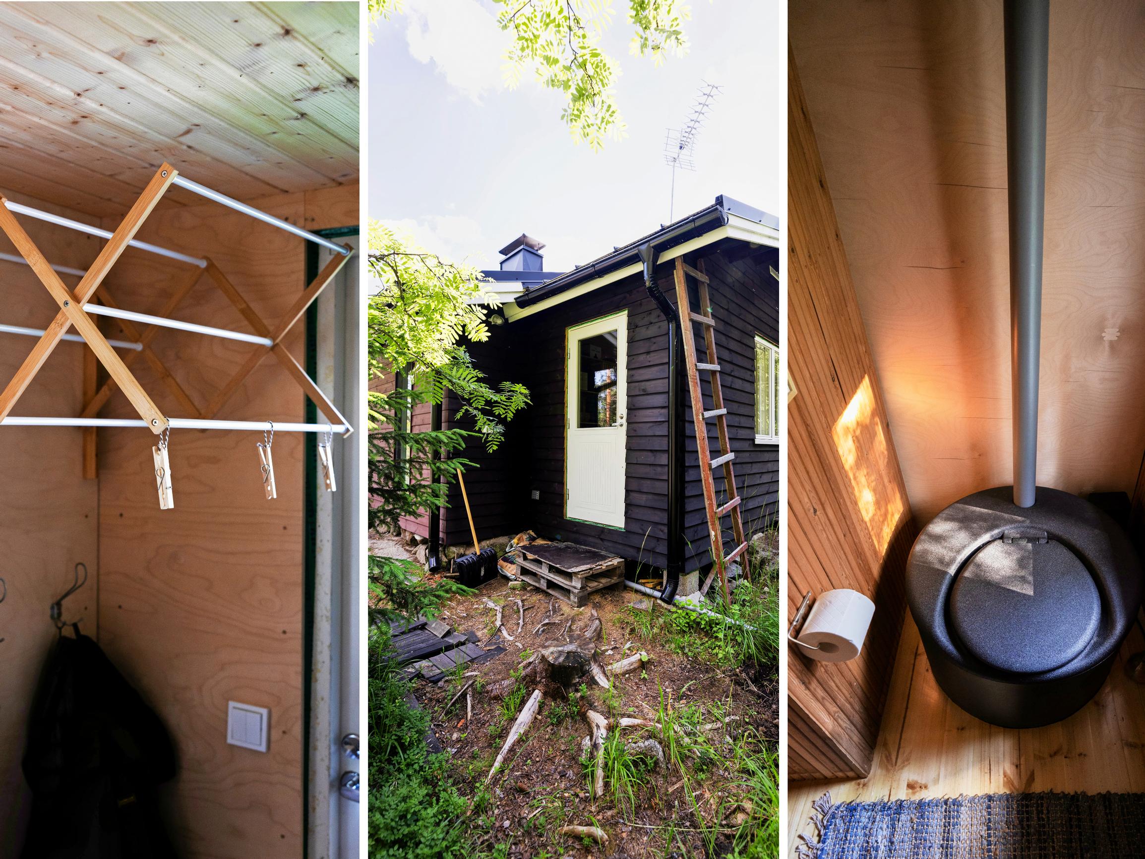 Kolme kärpästä yhdellä iskulla! Heidi ja Arto saivat mökkiinsä oivaltavalla idealla sisävessan, säilytystilaa ja toisen sisäänkäynnin