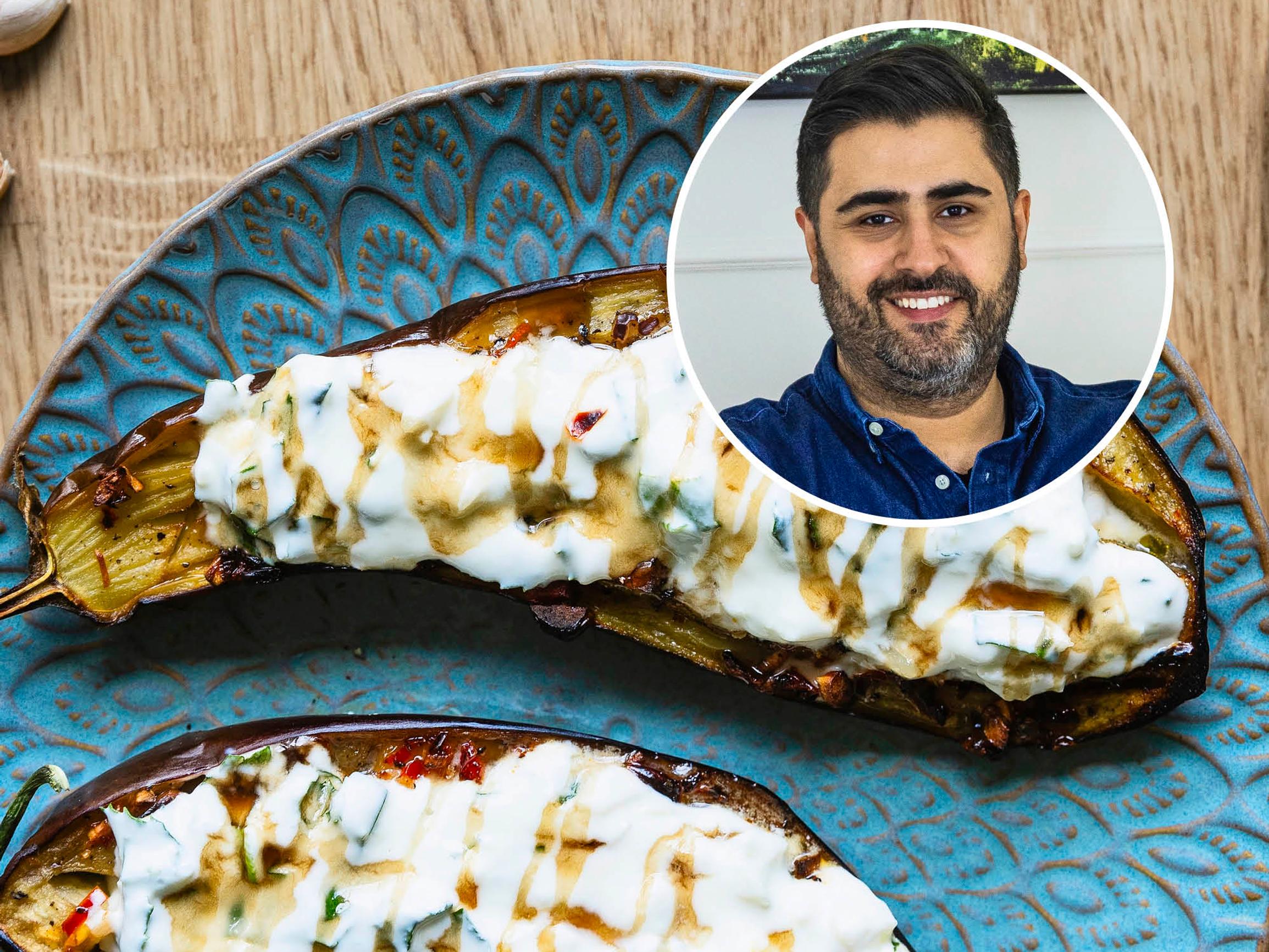  Siva Parlarin munakoisolautanen – paahdetut munakoisot saavat raikkautta minttujogurtista