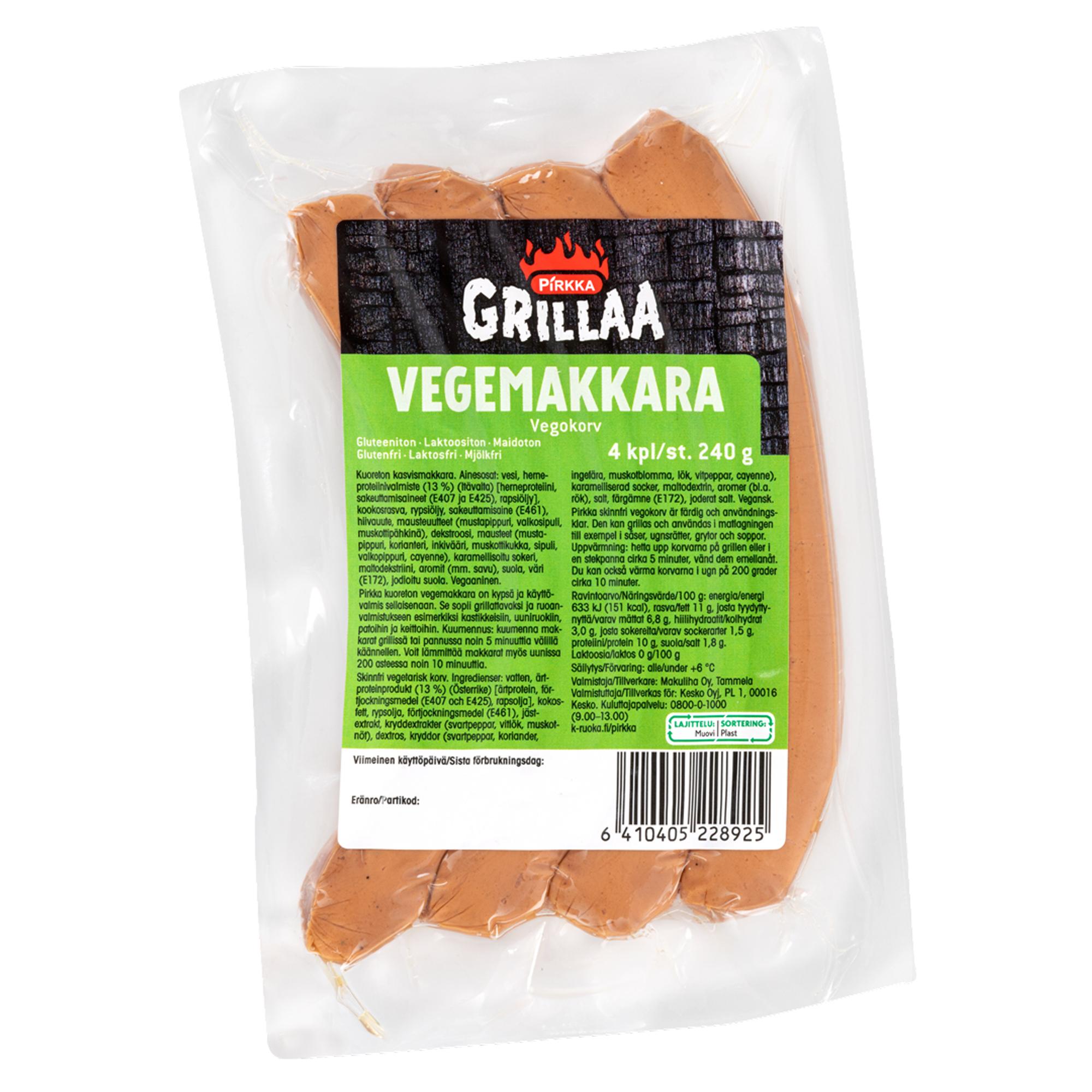 Pirkka Grillaa vegemakkara, 3,99 € / 240 g