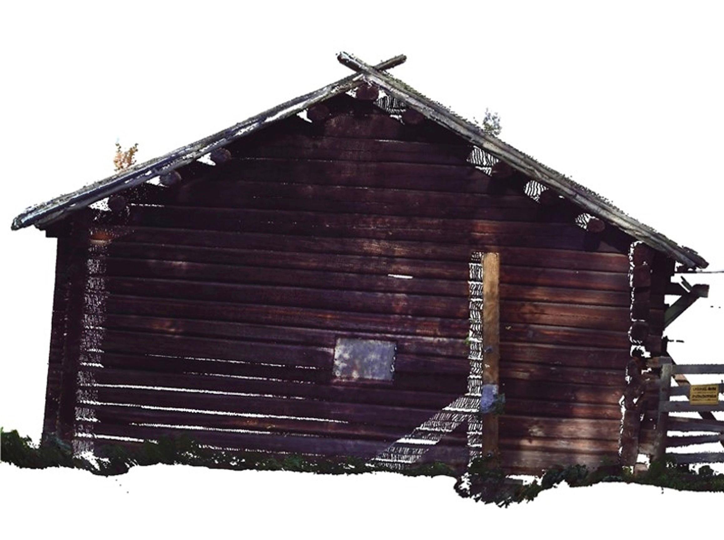 Painunut hirsimökki
