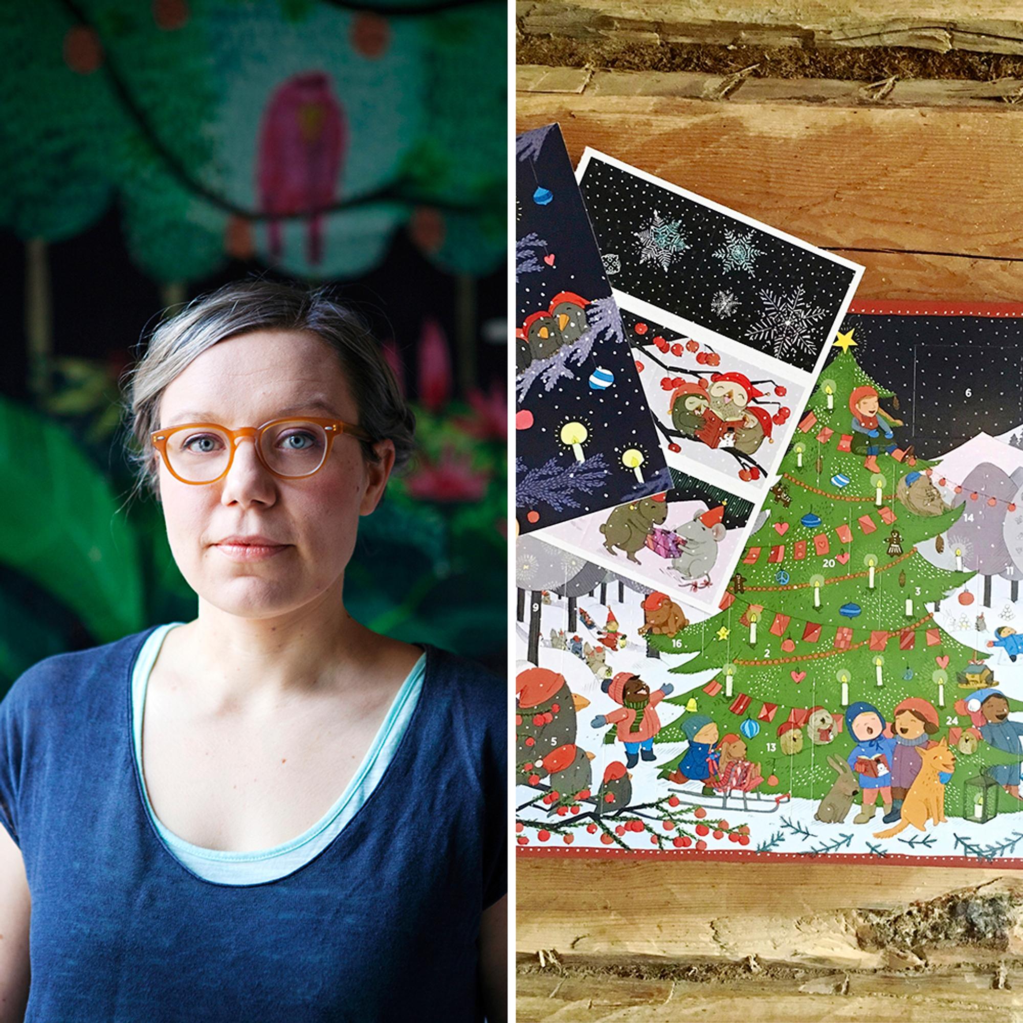 Partiolaisten adventtikalenterin tänä vuonna kuvittanut Elina Warsta: "Meillä jouluvalot saattavat jäädä roikkumaan huhtikuuhun saakka"