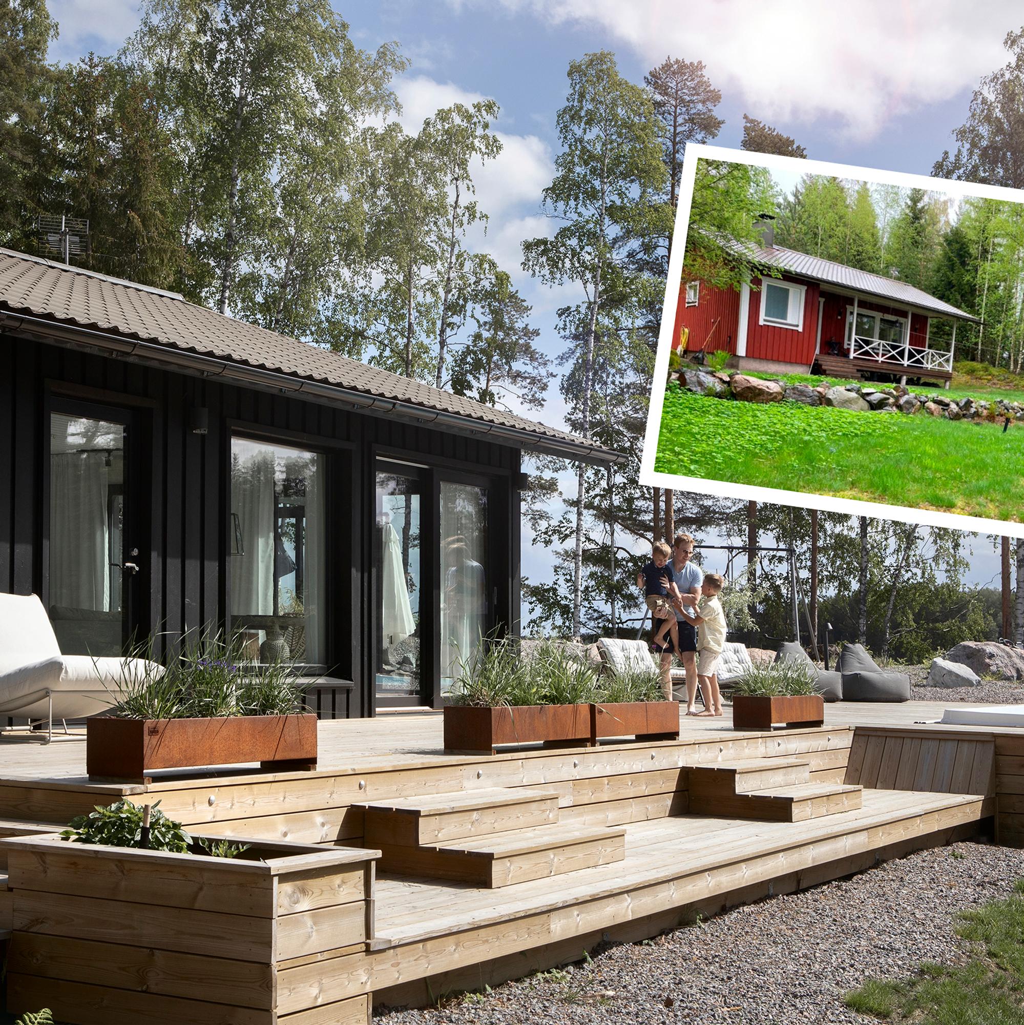 Mörskästä huvilaksi! Pieni sukutönö uudistui moderniksi kesäparatiisiksi, jonka kruunaavat maisemaikkunat ja uima-allas