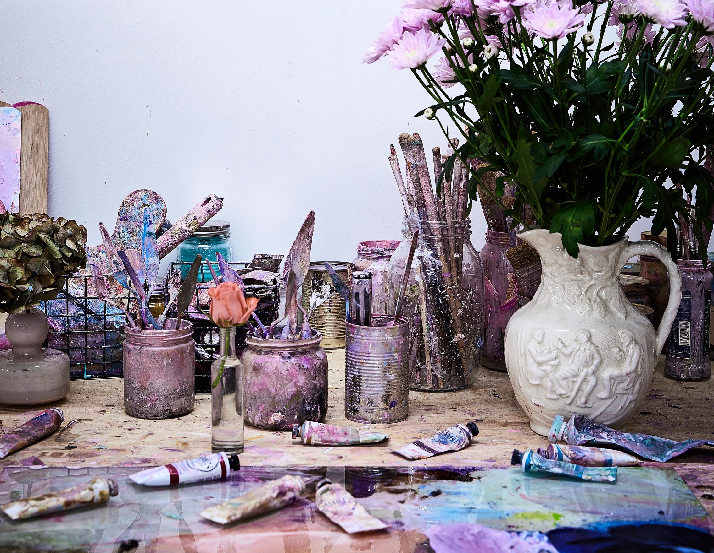 Carolina Grunérin maalausvälineitä