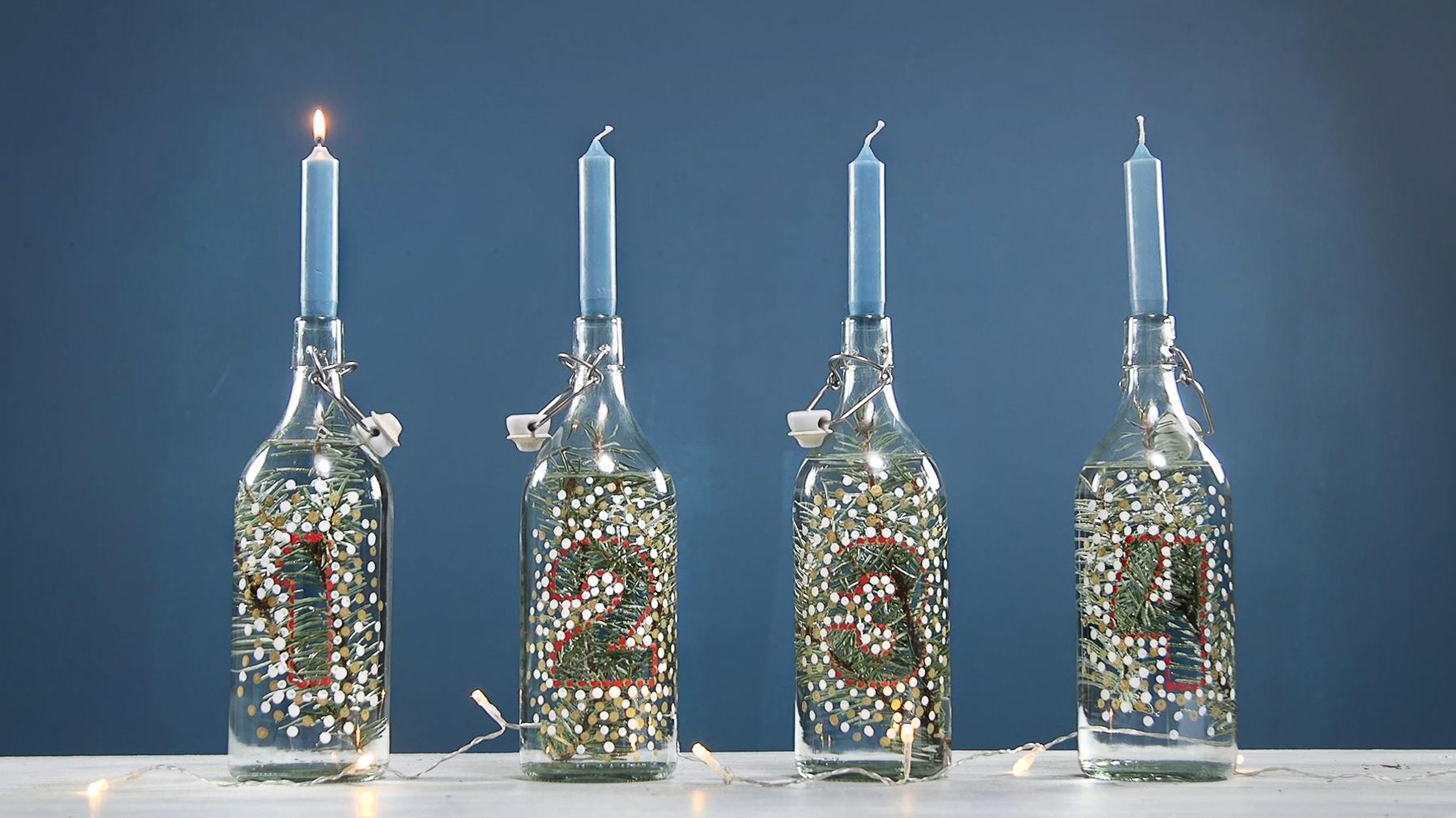 Iloa ja valoa joulunodotukseen! Askartele adventtikynttelikkö pulloista