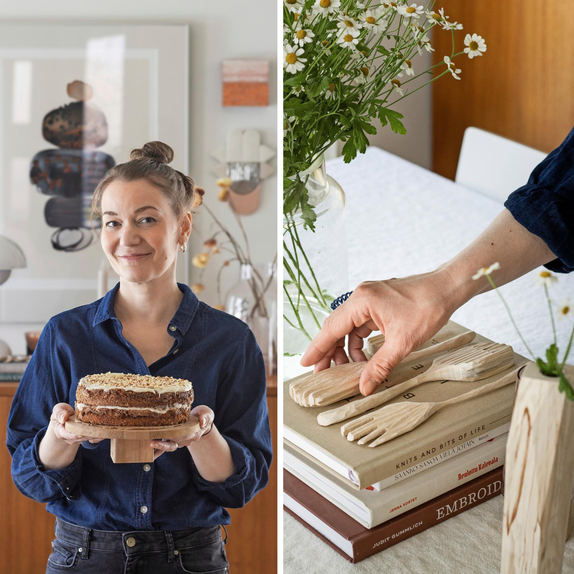 Piia harrastaa puutöitä: ”Voin ottaa takkapuista koivuhalon ja tehdä siitä maljakon”