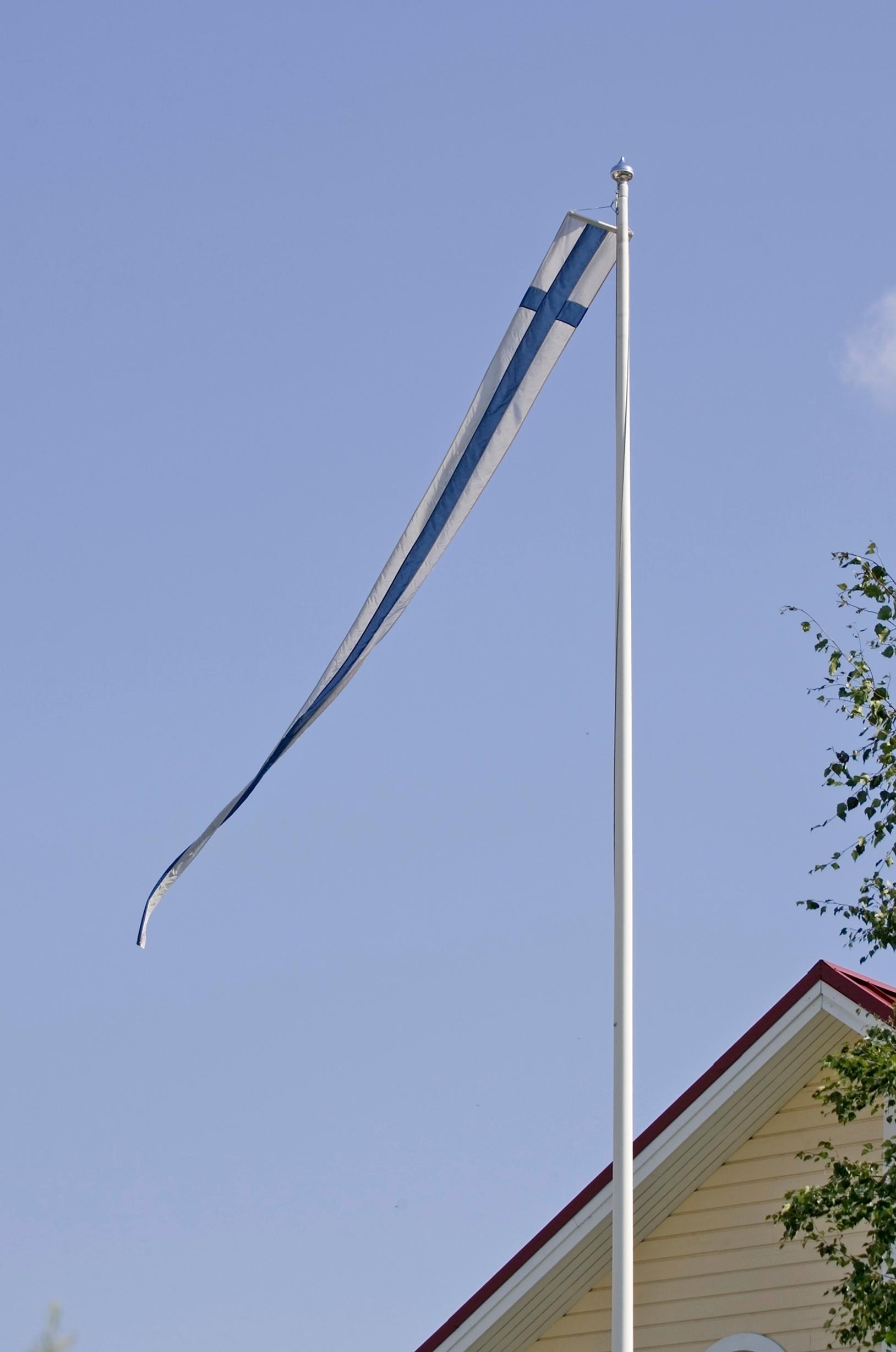 Sinivalkoinen viiri ristillä