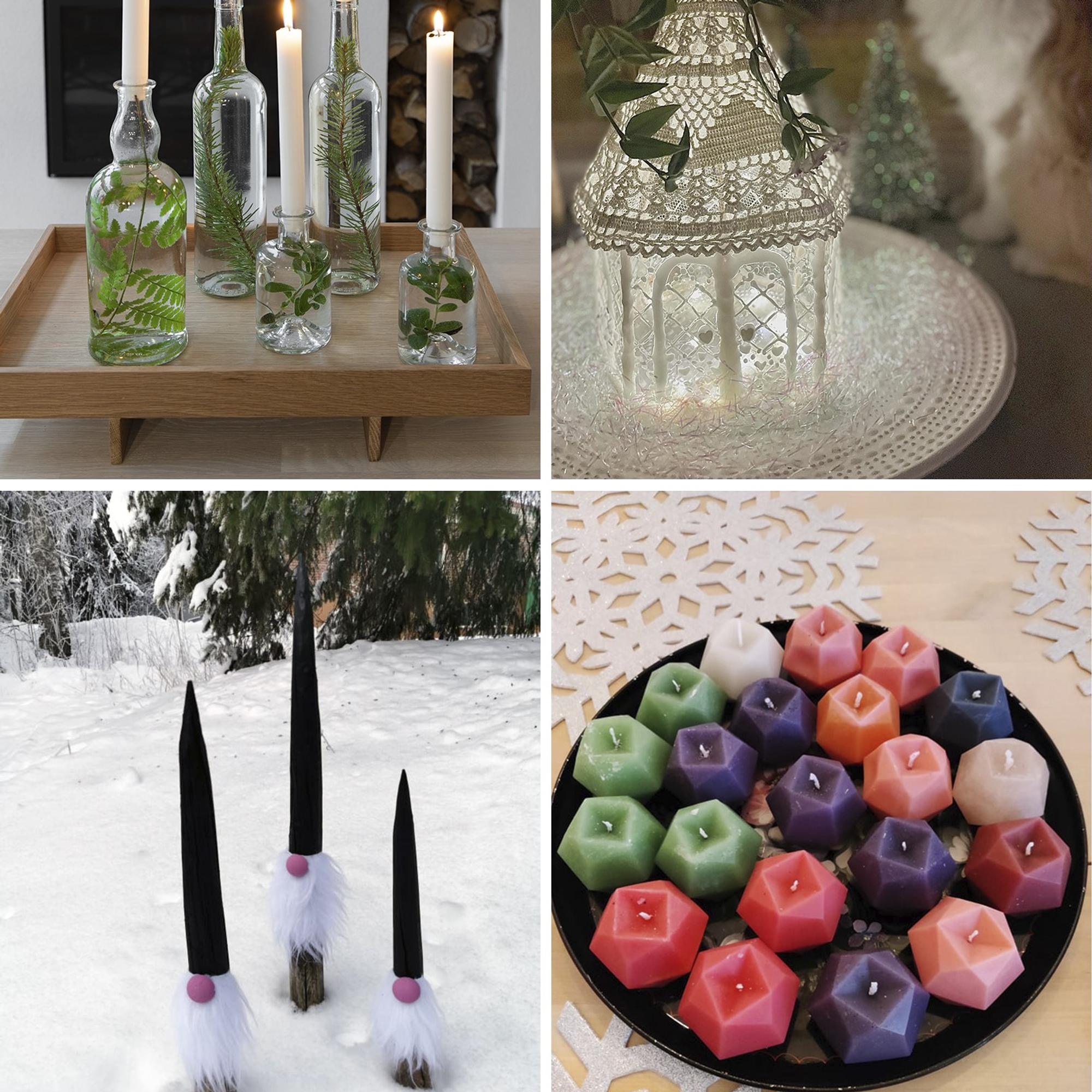 Kekseliäät joulukoristeet kierrättäen! Diy-taiturit näyttävät, kuinka lasipulloista, liivatelehdistä ja sipsipurkeista syntyy ihanuuksia