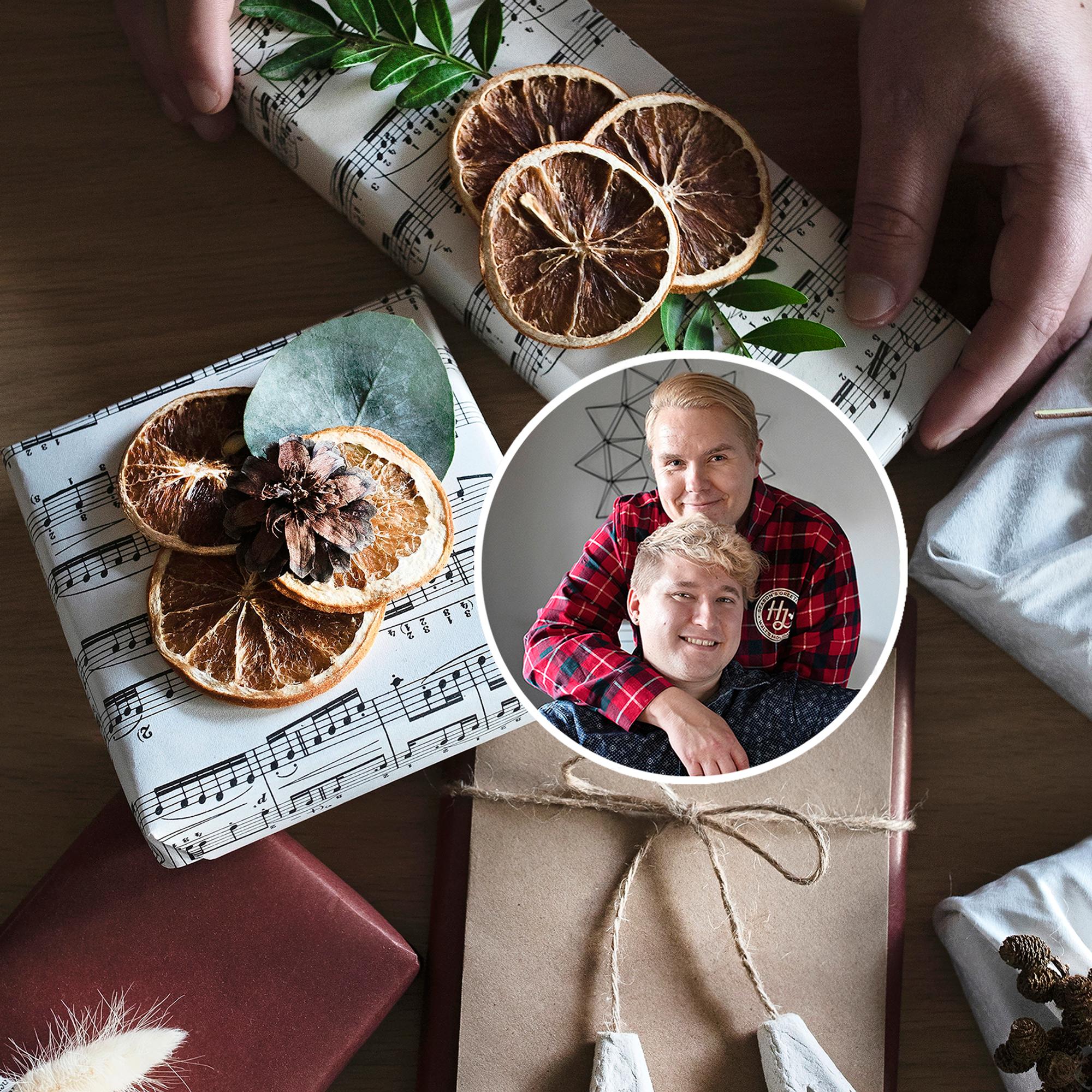 Janin ja Aleksin käsissä syntyy kauniita ja oivaltavia lahjapaketteja kierrätysmateriaaleista – ”Jokainen paketti on kutkuttava haaste”