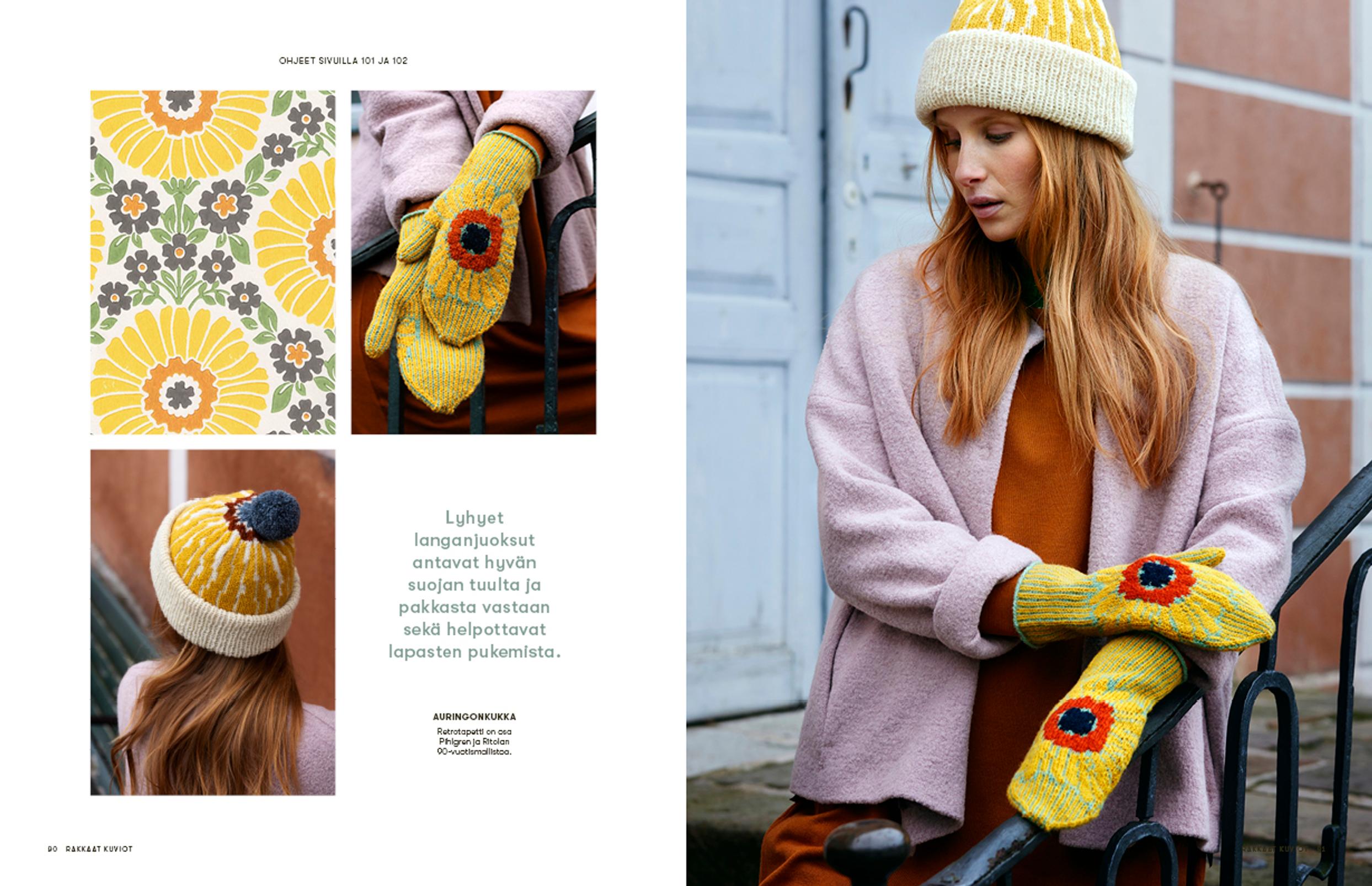 Auringonkukka-pipo ja -lapaset, Rakkaat kuviot -lehti