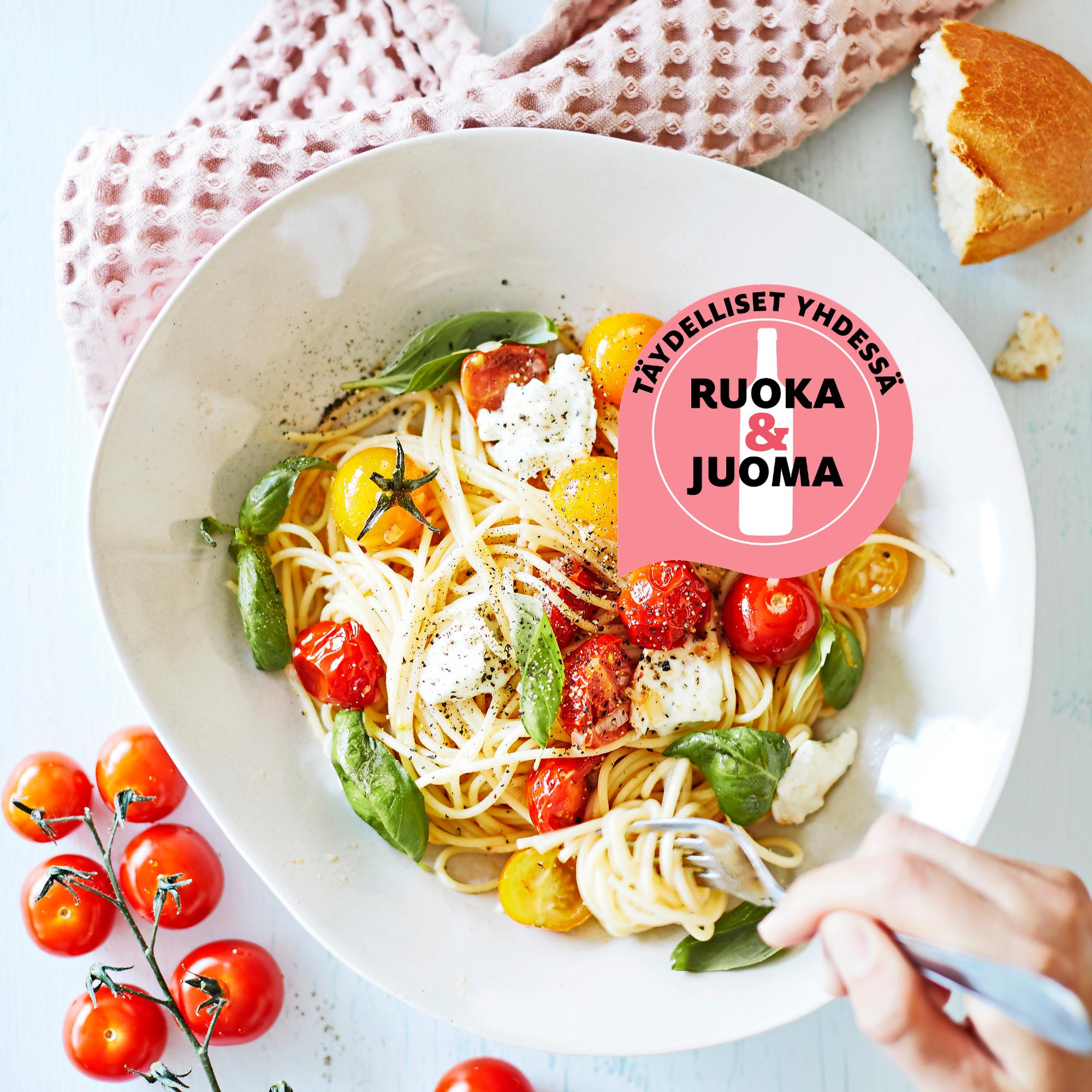 Täydelliset yhdessä: tomaatti-mozzarellapasta ja hapokas valkoviini
